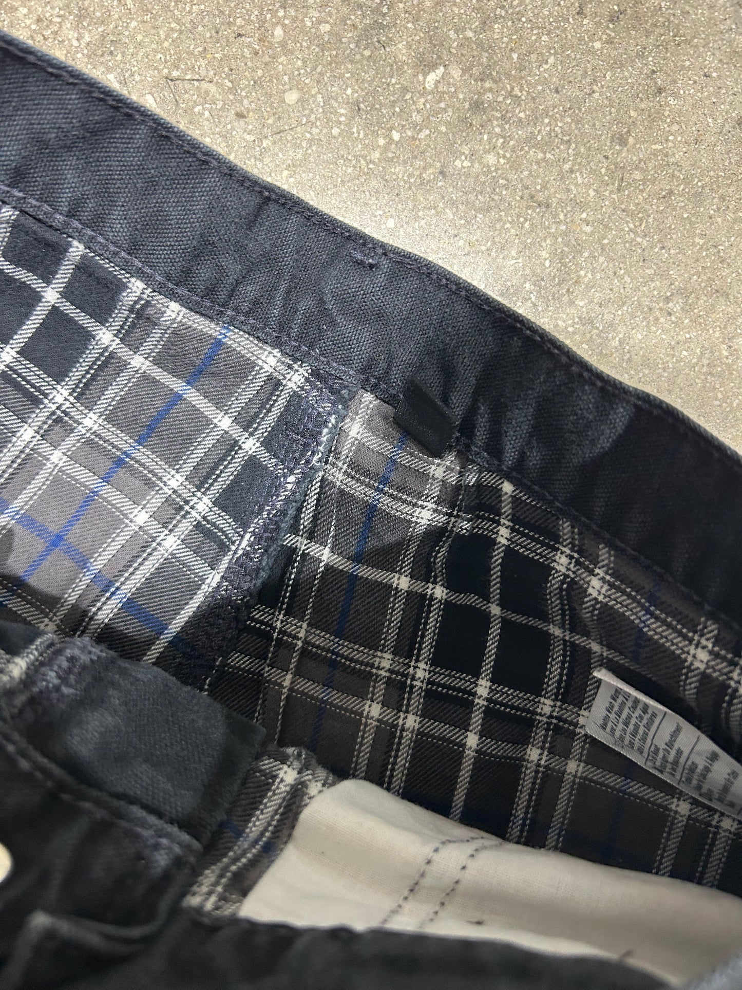 Distressed Carhartt Plaid Liner Carpenter Pants - Black Size 31x32