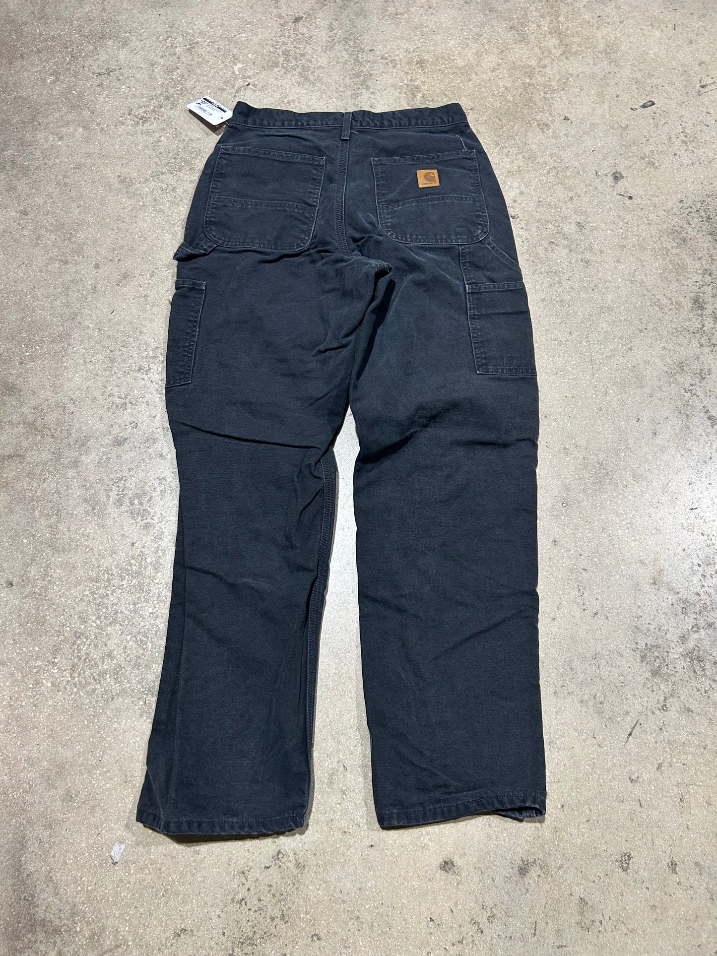 Distressed Carhartt Plaid Liner Carpenter Pants - Black Size 31x32