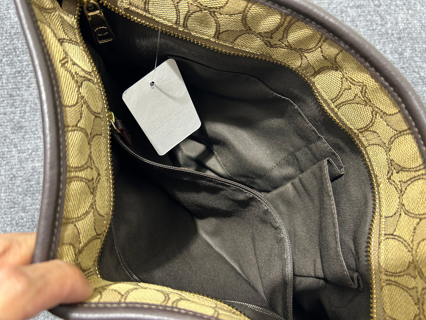 Coach Signature Zip Top Small Tote Bag - Beige