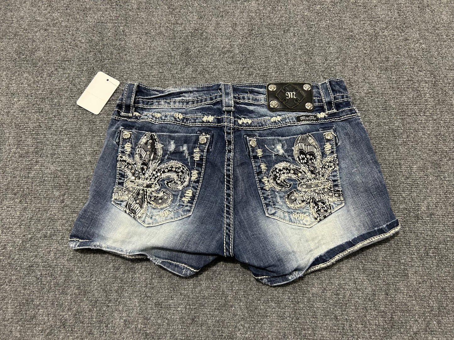 Miss Me Distressed Cutoff Denim Shorts - Dark Blue Size 31