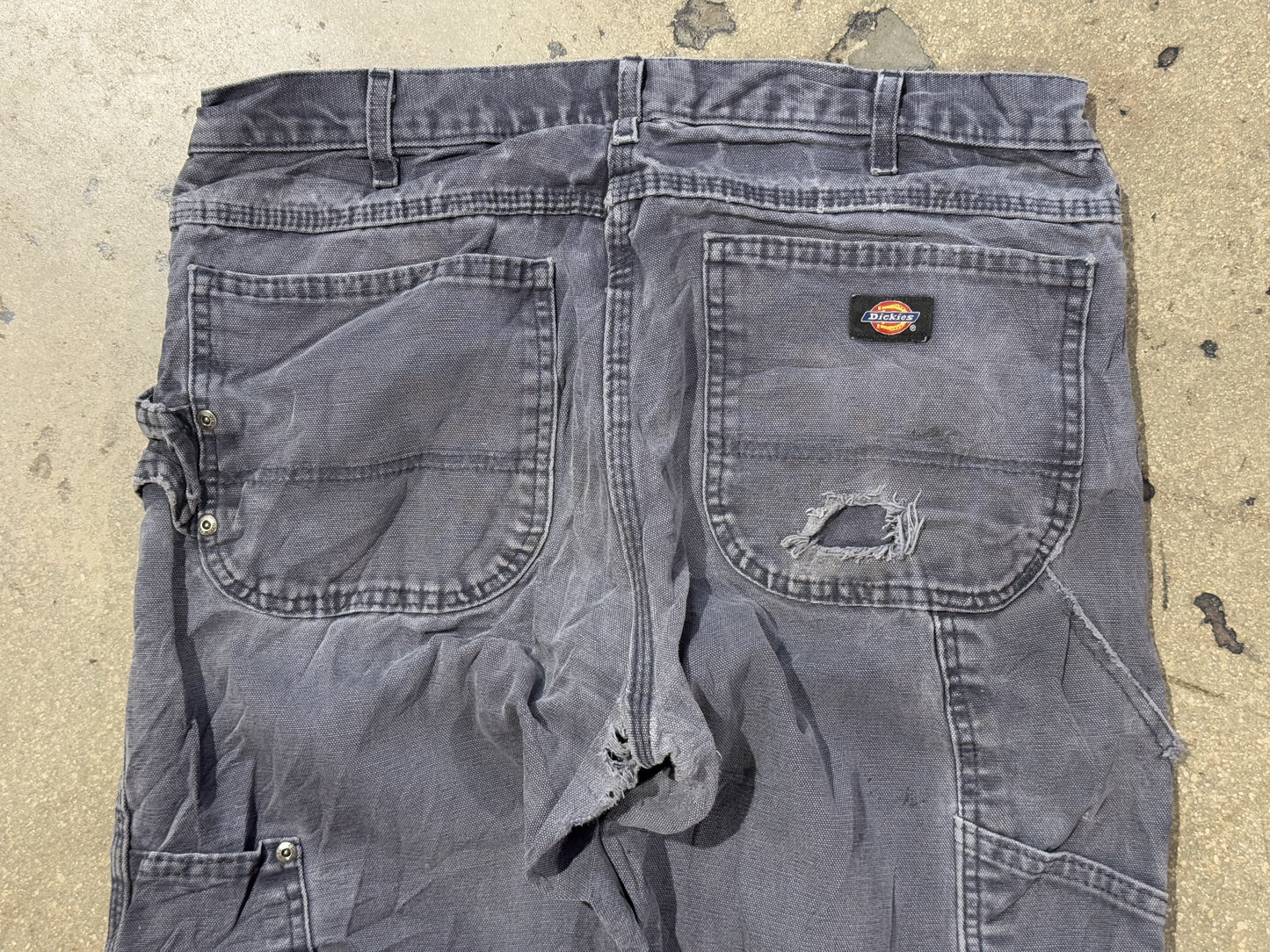 Distressed Dickies Carpenter Pants - Faded Navy Size 34x30