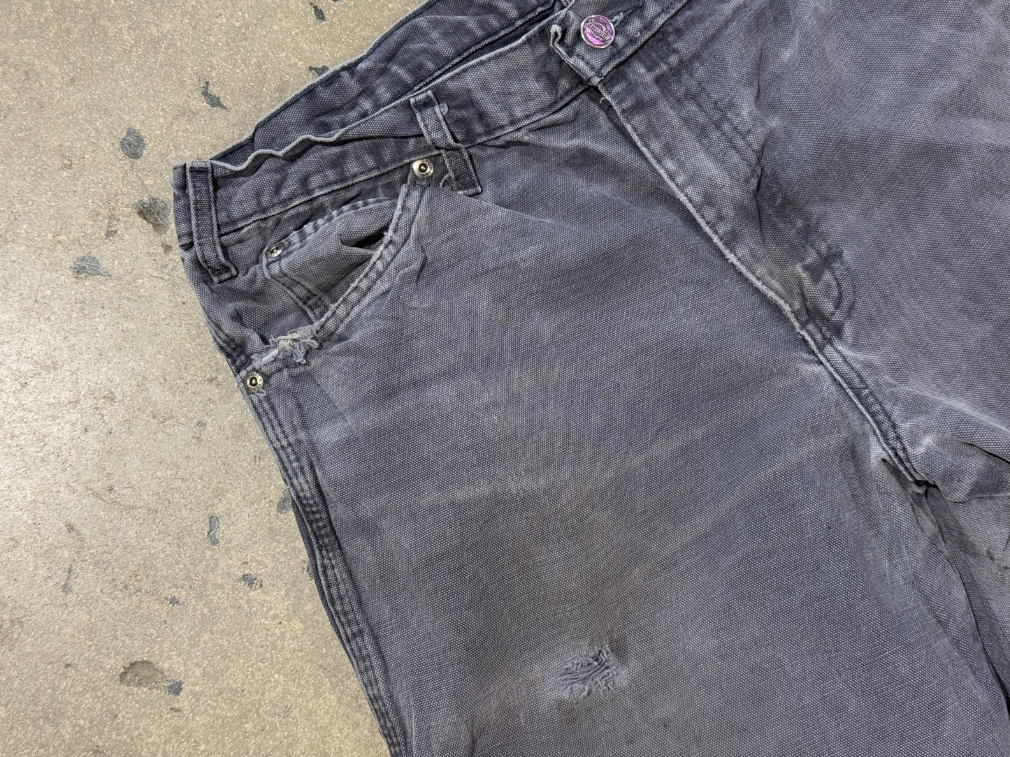 Distressed Dickies Carpenter Pants - Faded Navy Size 34x30