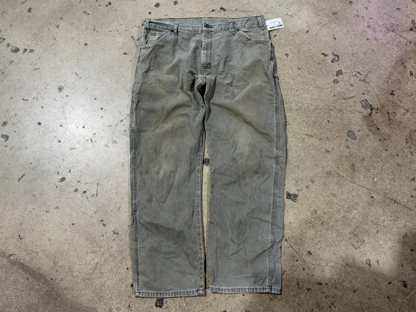 Distressed Dickies Carpenter Pants - Olive Size 38x30