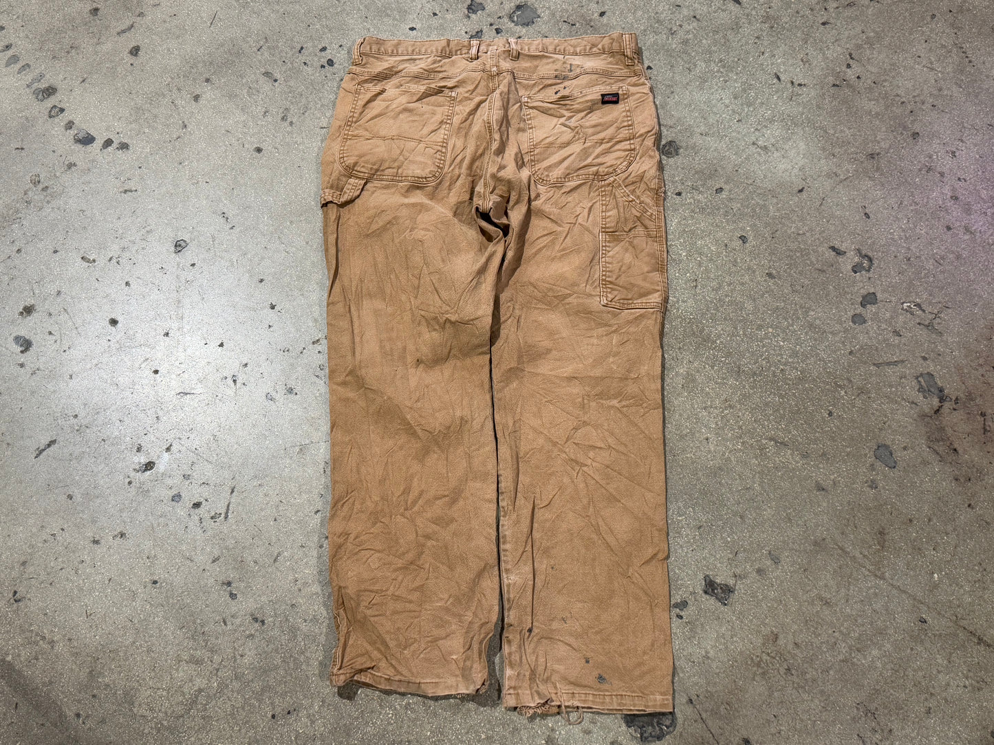 Distressed Dickies Carpenter Pants - Golden Khaki/Paint Splatter Size 38x32