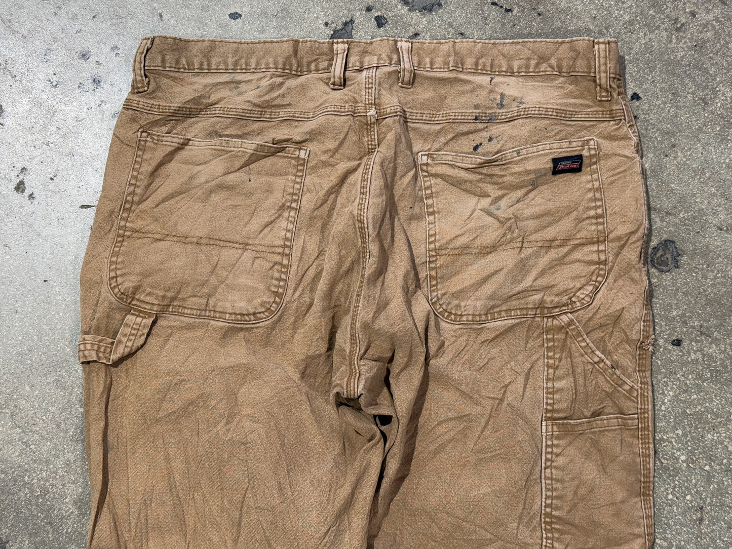 Distressed Dickies Carpenter Pants - Golden Khaki/Paint Splatter Size 38x32