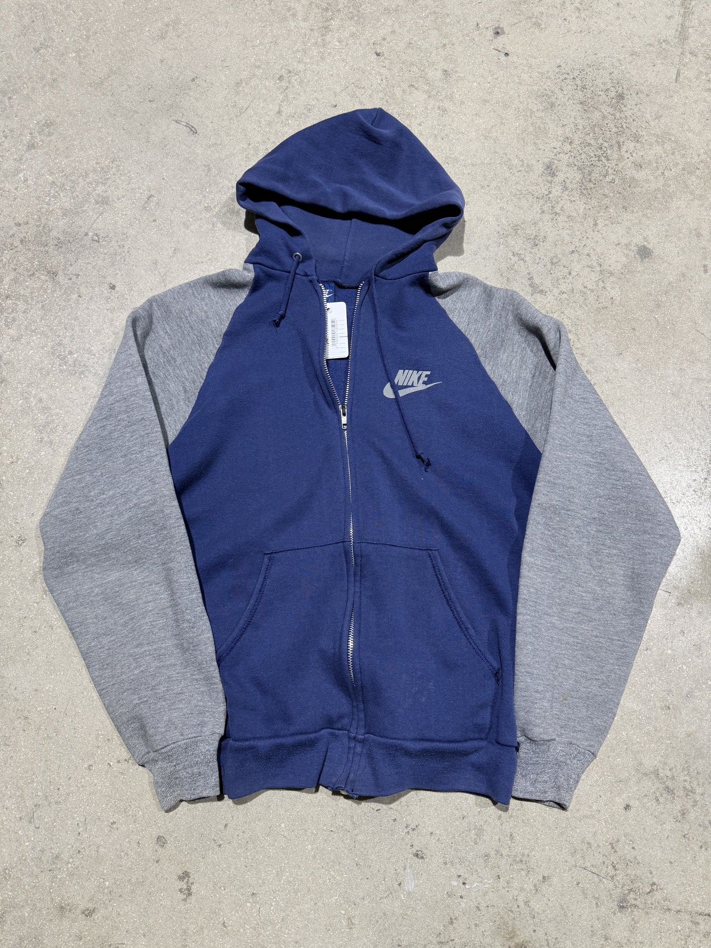Nike Zip Up Hoodie - Navy/Grey Size Large