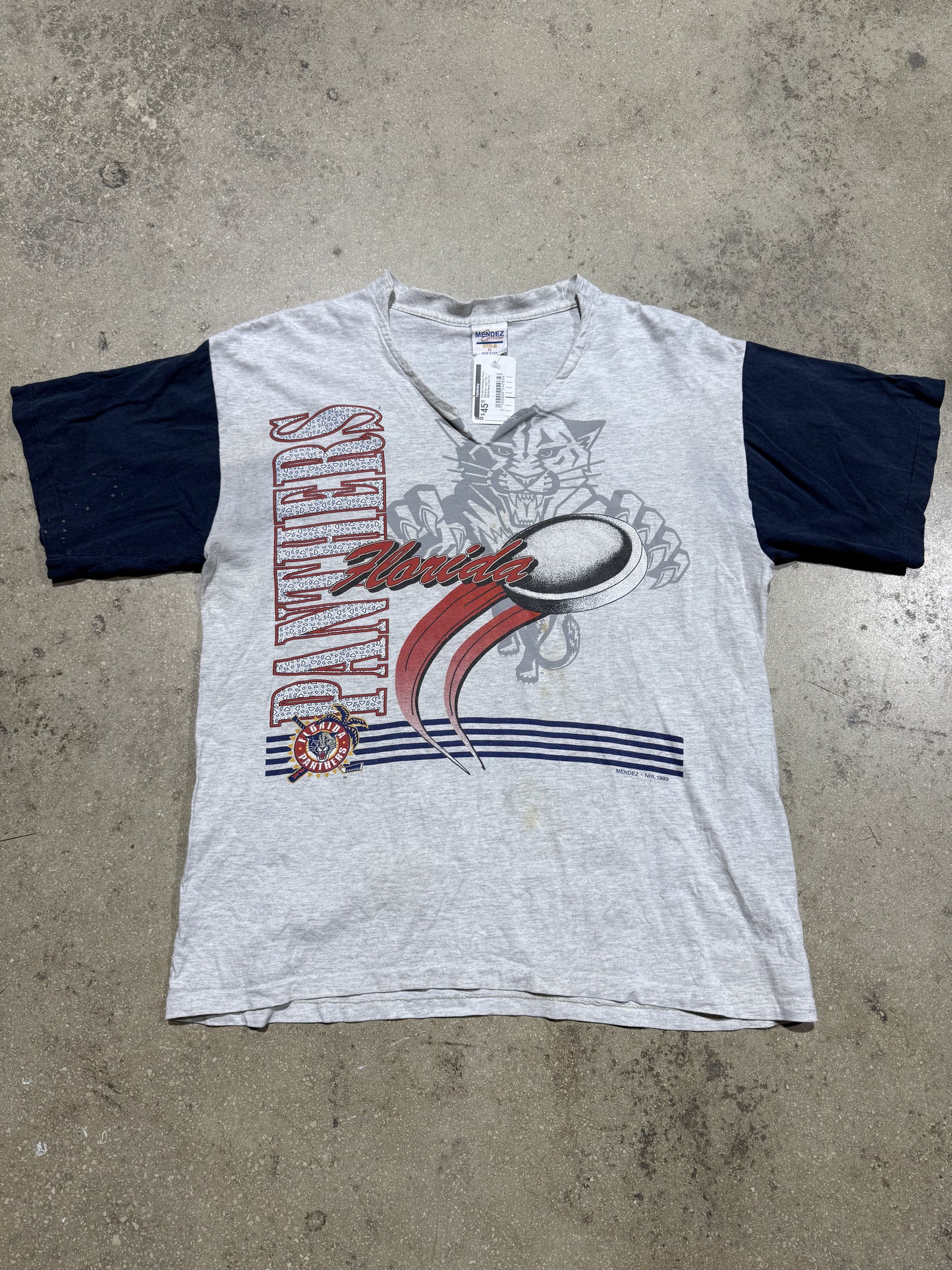 Florida Panthers Puck Shadow Logo Tee - White/Navy Size XL