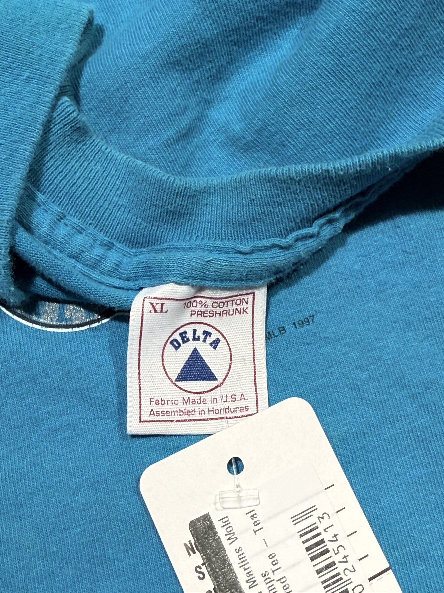 1997 Florida Marlins Wold Series Champs Embroidered Tee - Teal Size XL