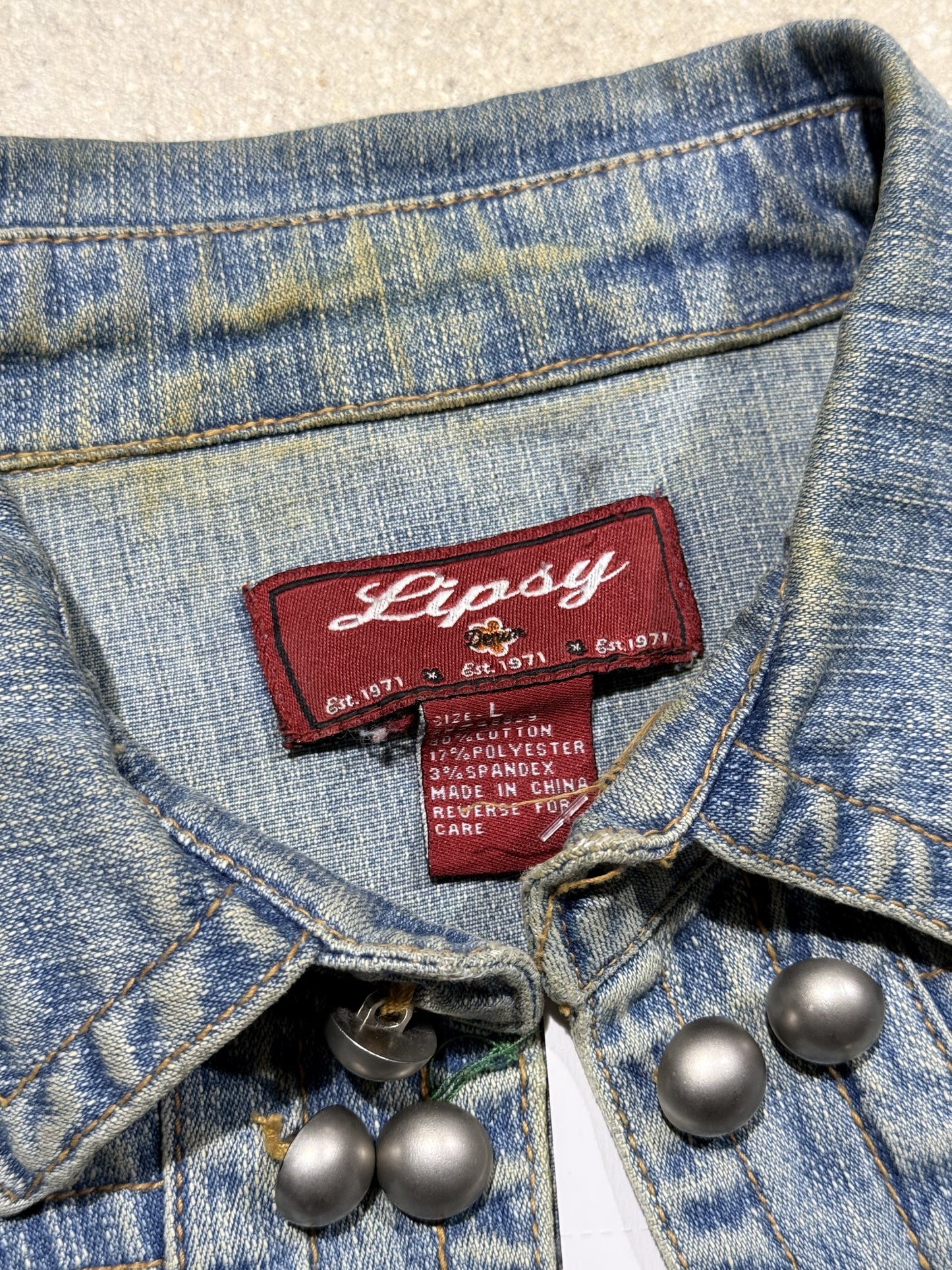 Women's Lipsy Double Button Cropped Denim Jean Jacket - Light Wash Size Large
