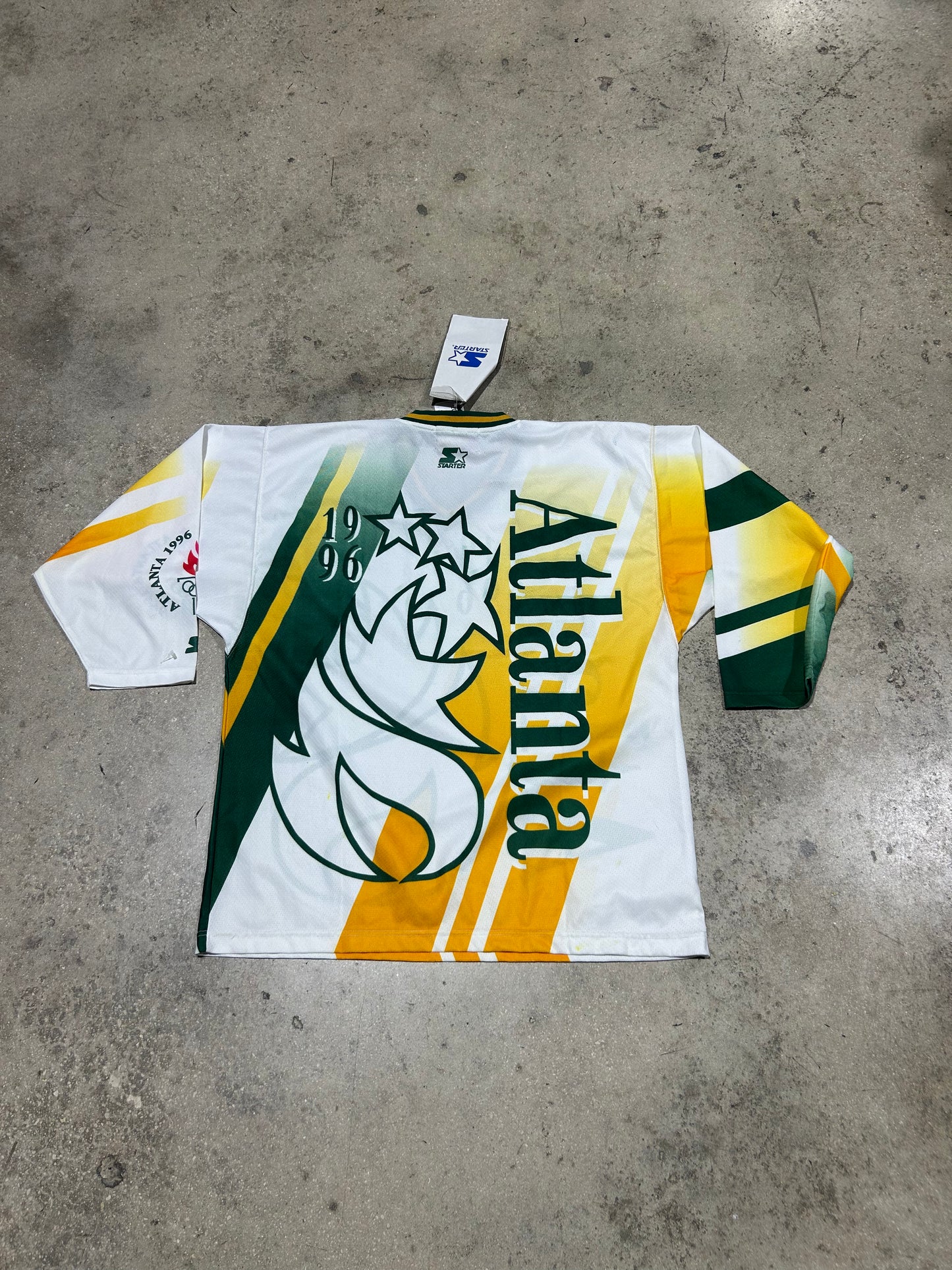 1996 Sample Atlanta Olympics Hockey Jersey - Green/White Size Large