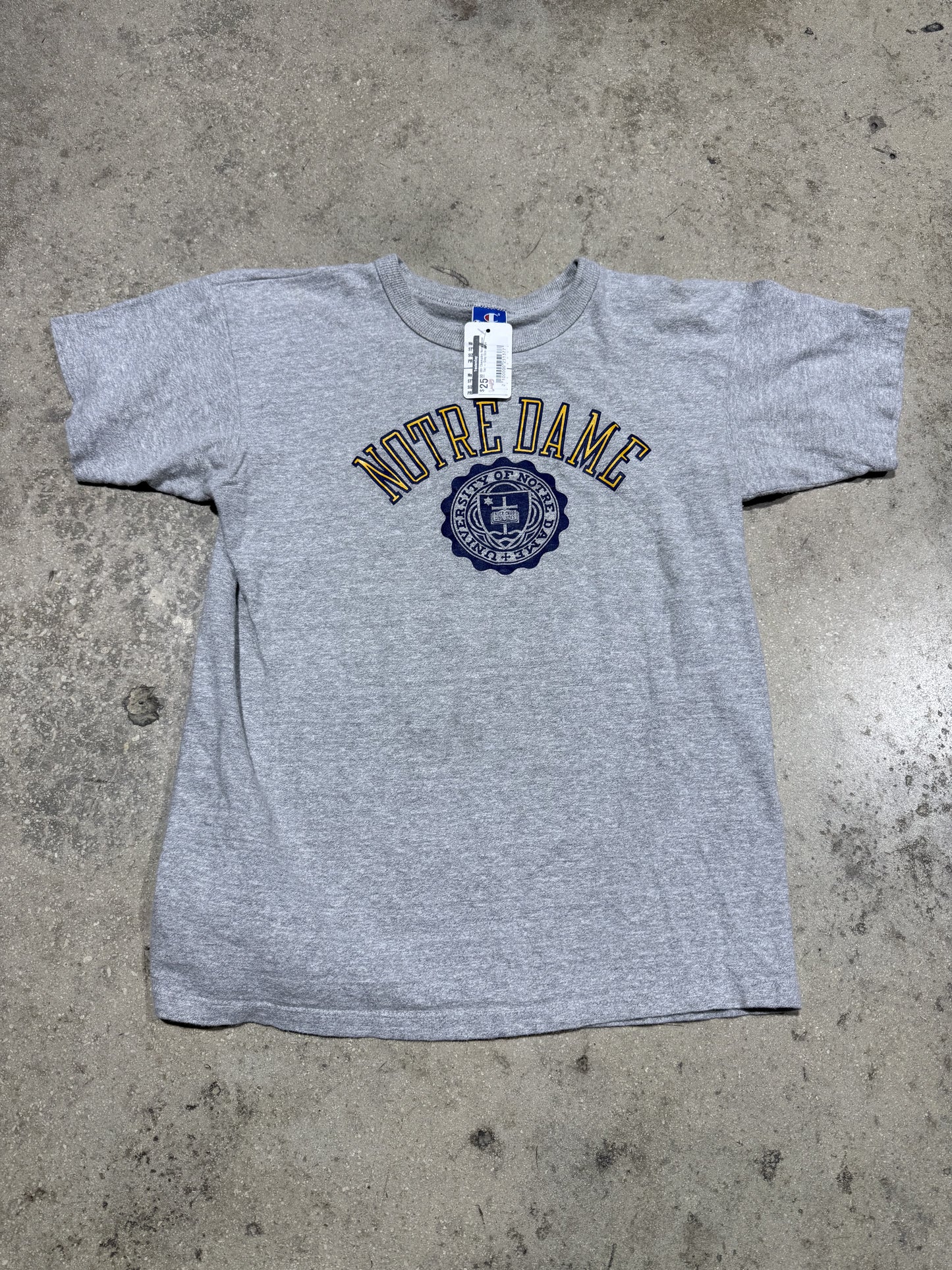 80s Champion Notre Dame Tee - Grey Size Large