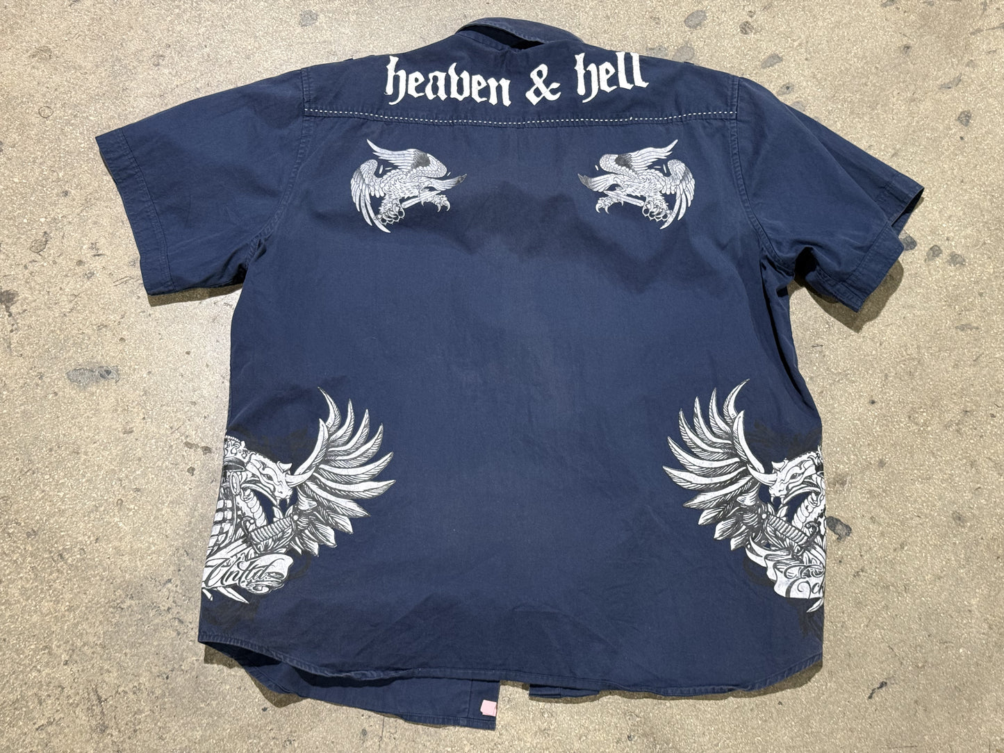 Ecko Heaven & Hell Button Up Shirt - Navy Size XXL