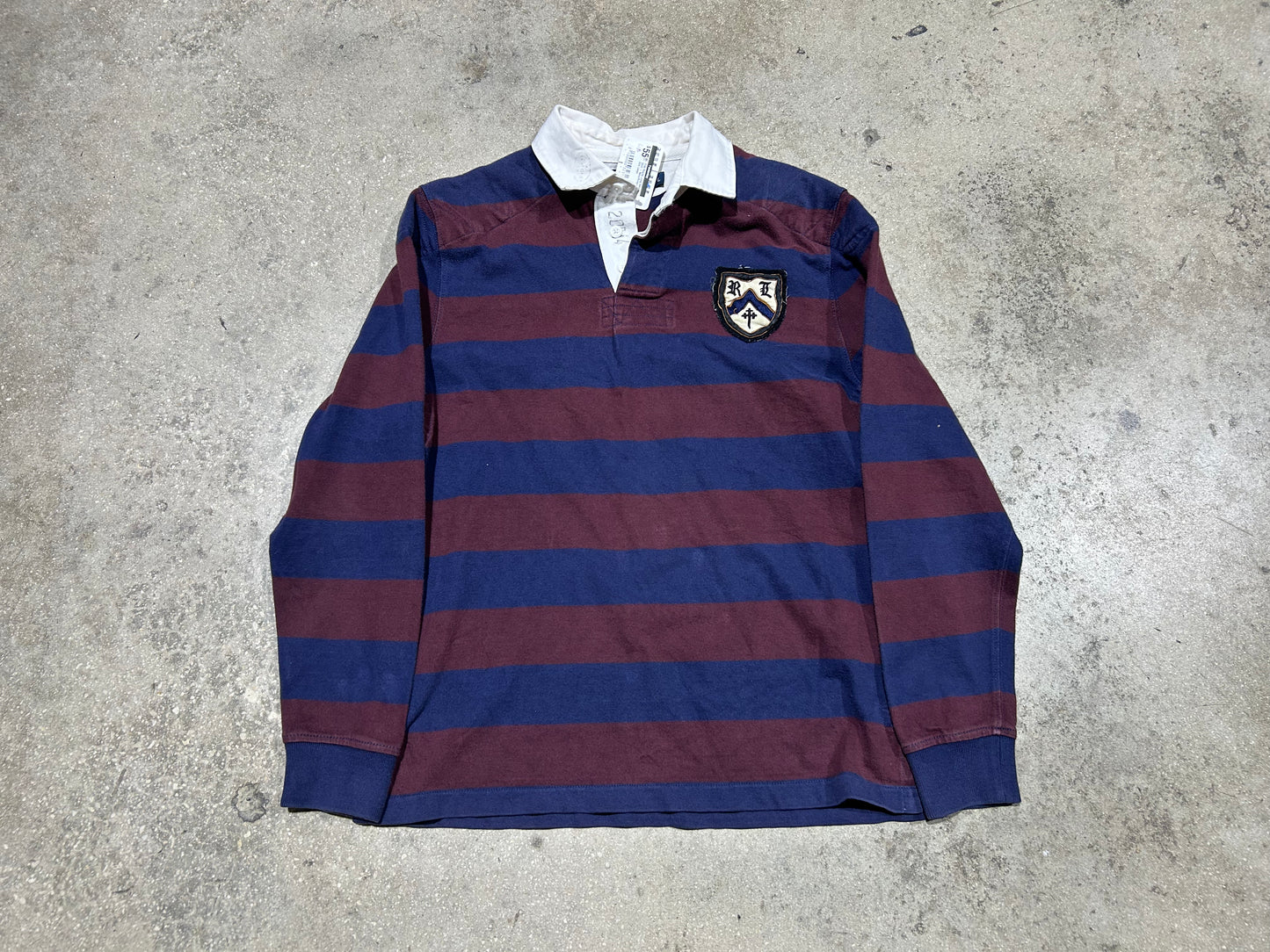 Polo Rugby Long Sleeve Shirt - Navy/Burgundy Size Large