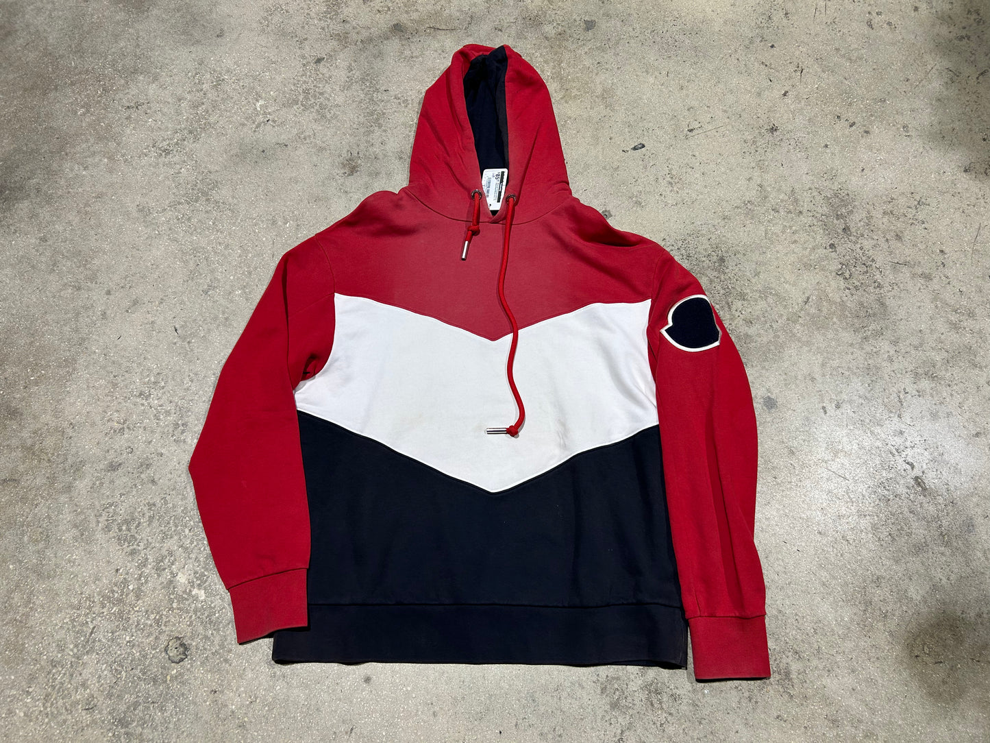 Moncler Paneled Hoodie - Black/Red/White Size XL