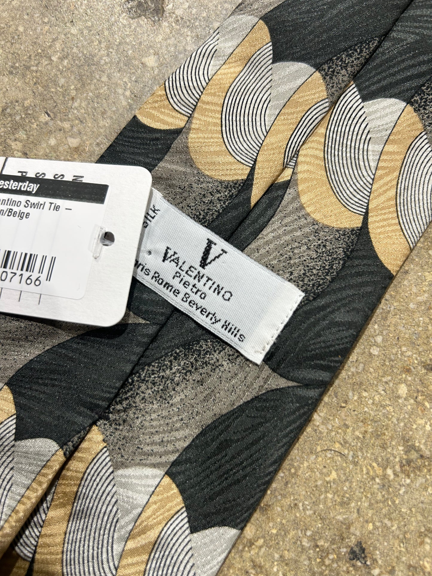 Valentino Swirl Tie - Green/Beige