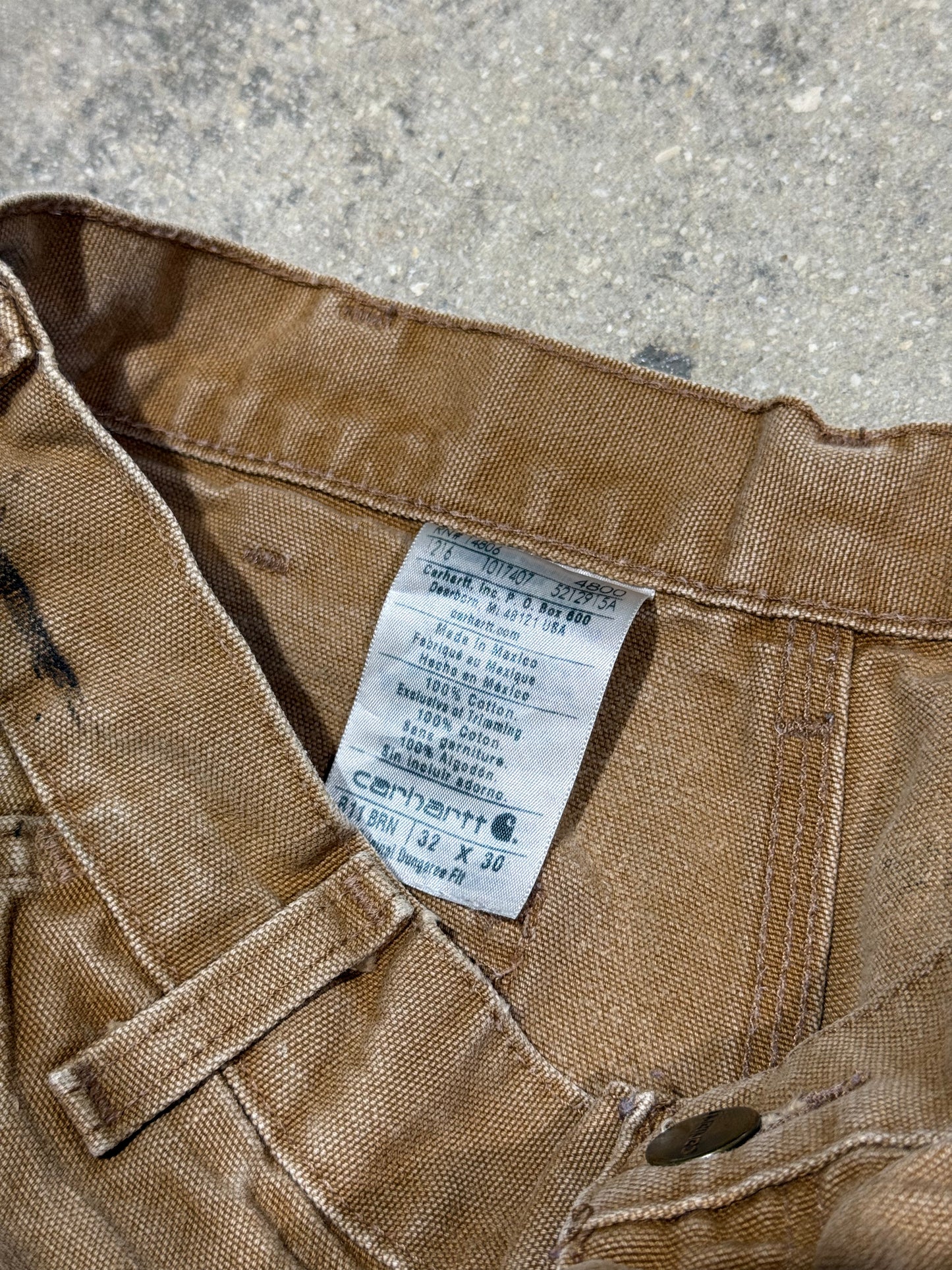 Distressed/Oiled Up (No Diddy) Carhartt Carpenter Pants - Faded Dark Khaki Size 32x30