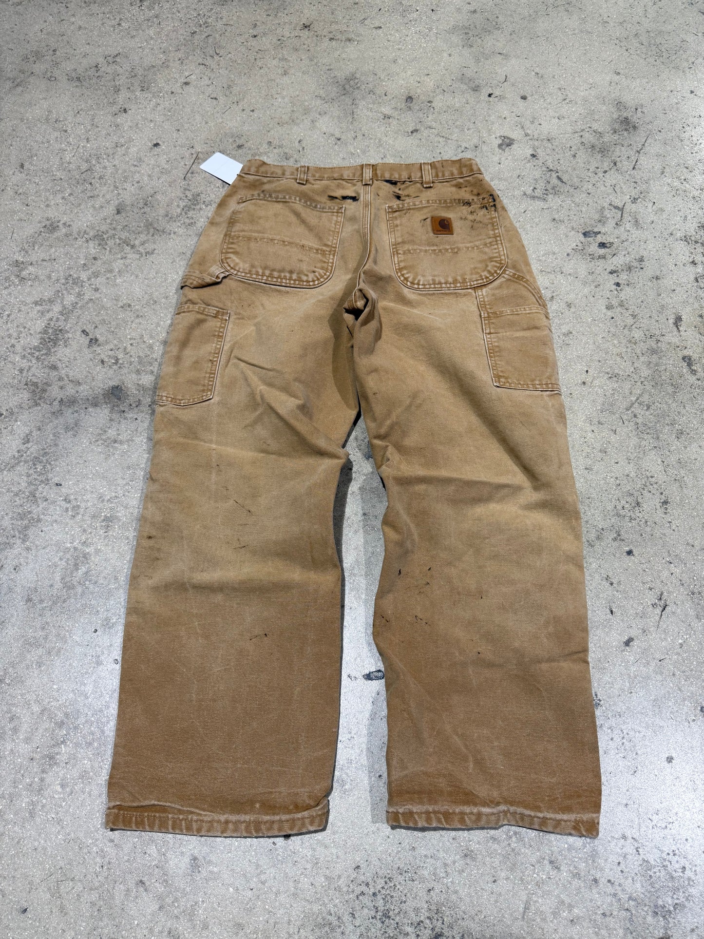 Distressed/Oiled Up (No Diddy) Carhartt Carpenter Pants - Faded Dark Khaki Size 32x30