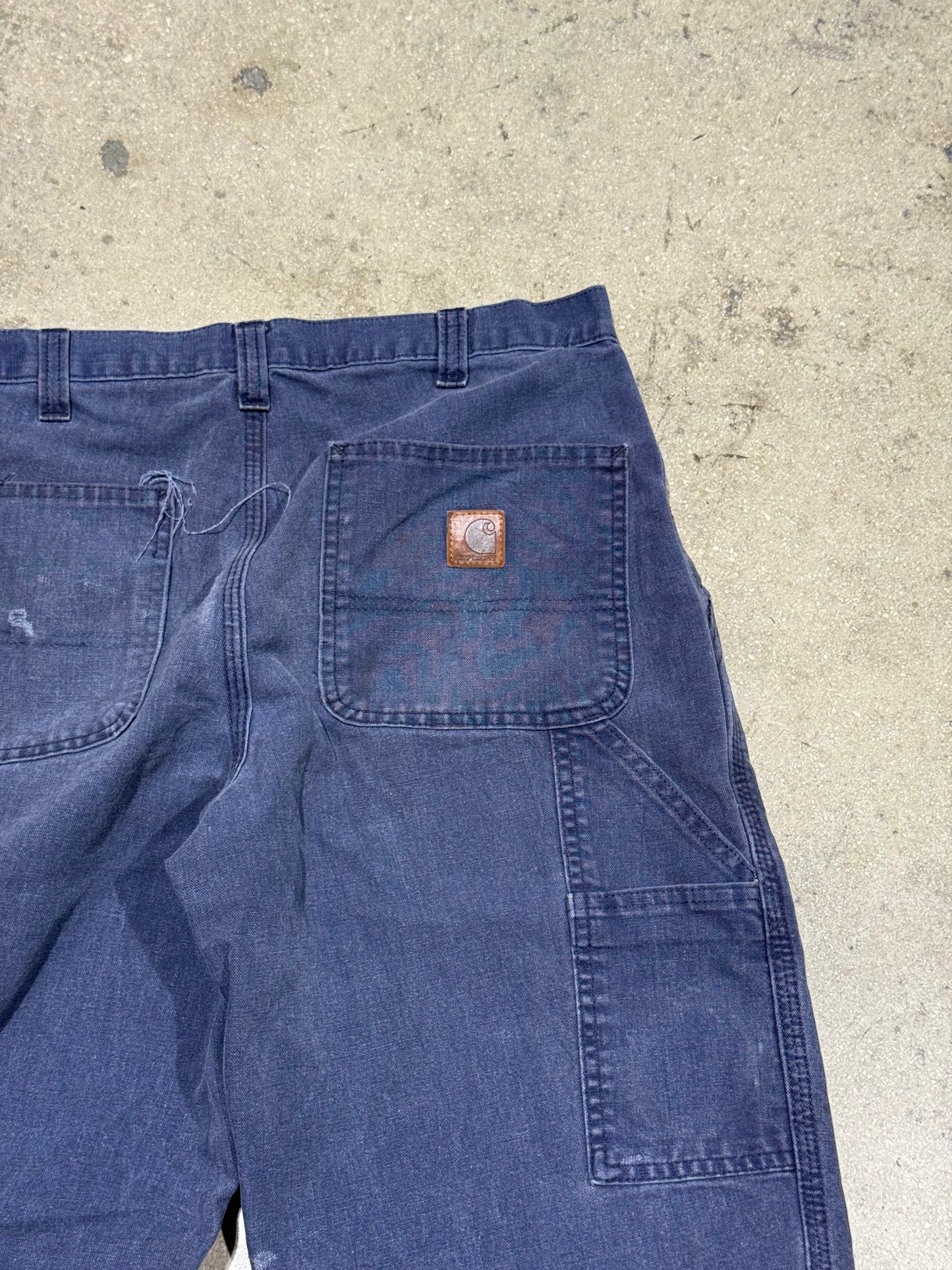 Distressed Carhartt Carpenter Pants - Faded Navy Size 32x34