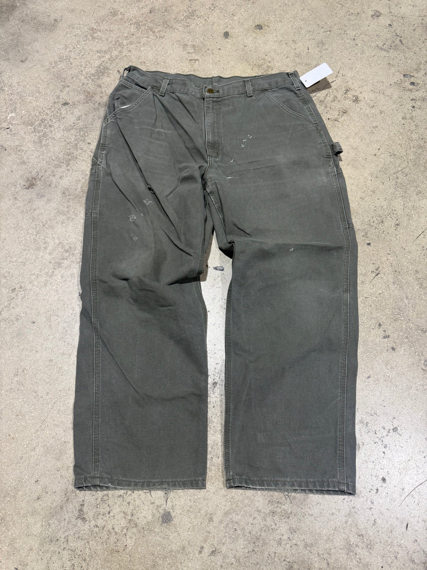 Distressed Carhartt Carpenter Pants - Olive Size 38x30