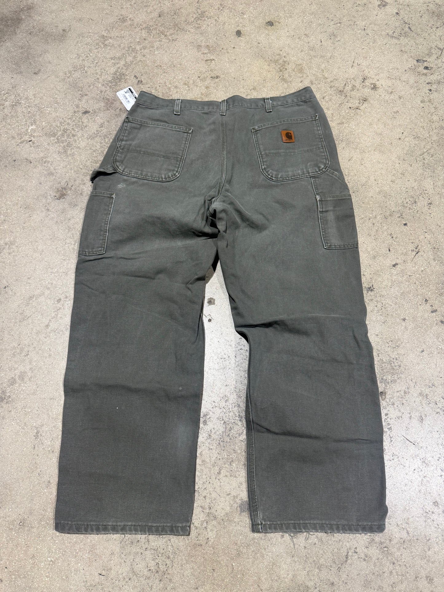 Distressed Carhartt Carpenter Pants - Olive Size 38x30