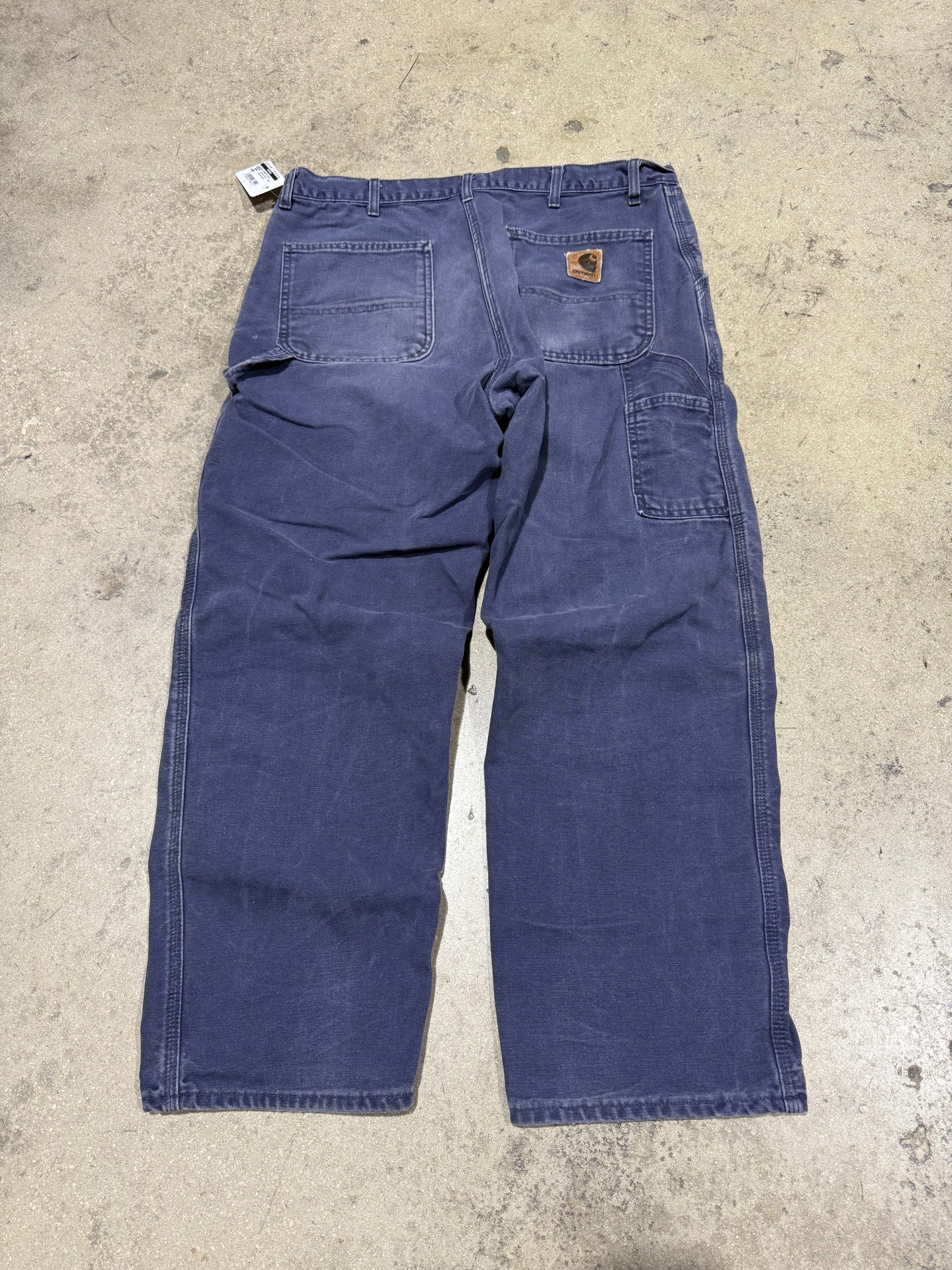 Distressed Carhartt Carpenter Pants - Faded Navy Size 36x30
