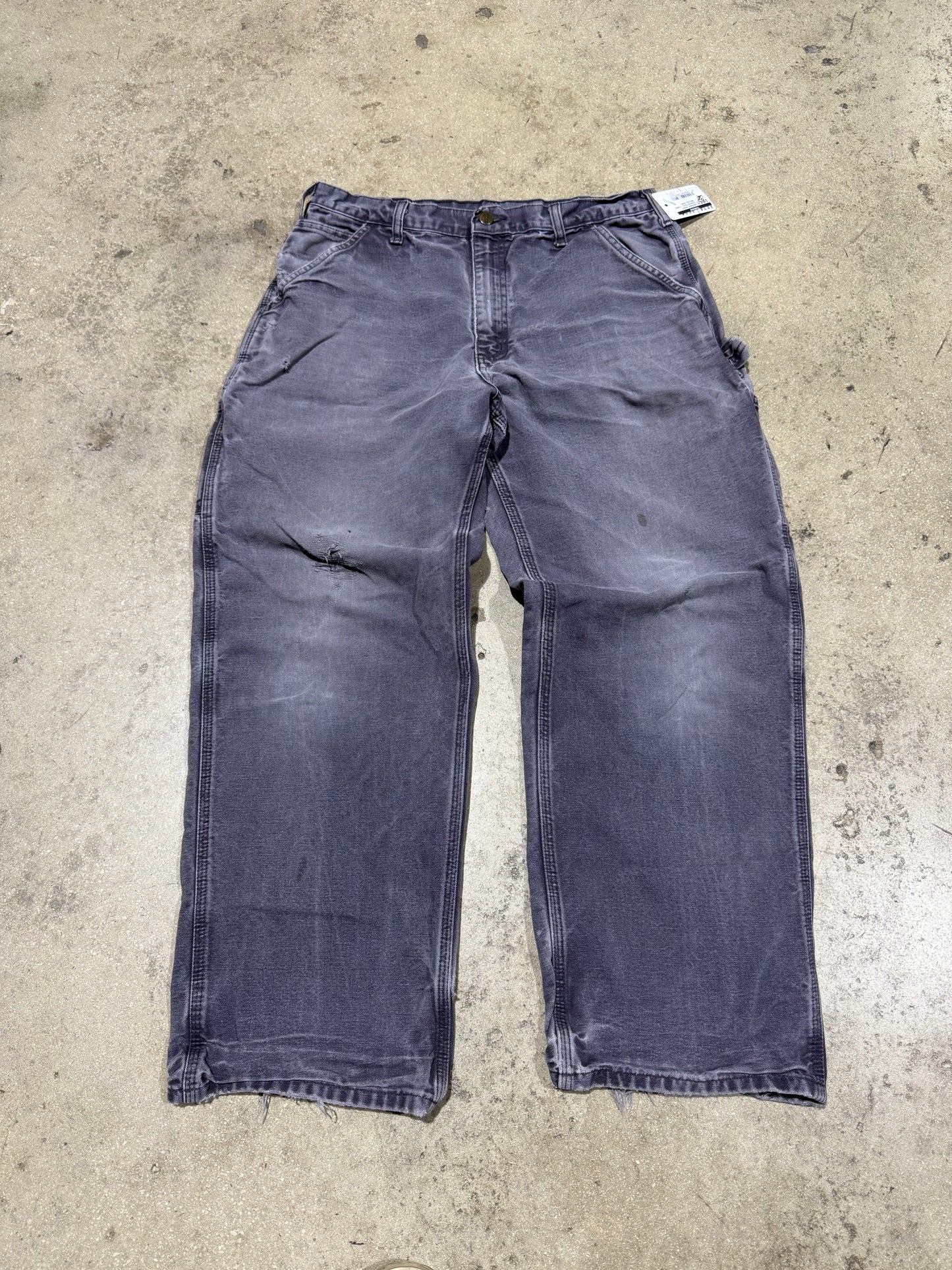 Distressed Carhartt Carpenter Pants - Faded Navy Size 34x30