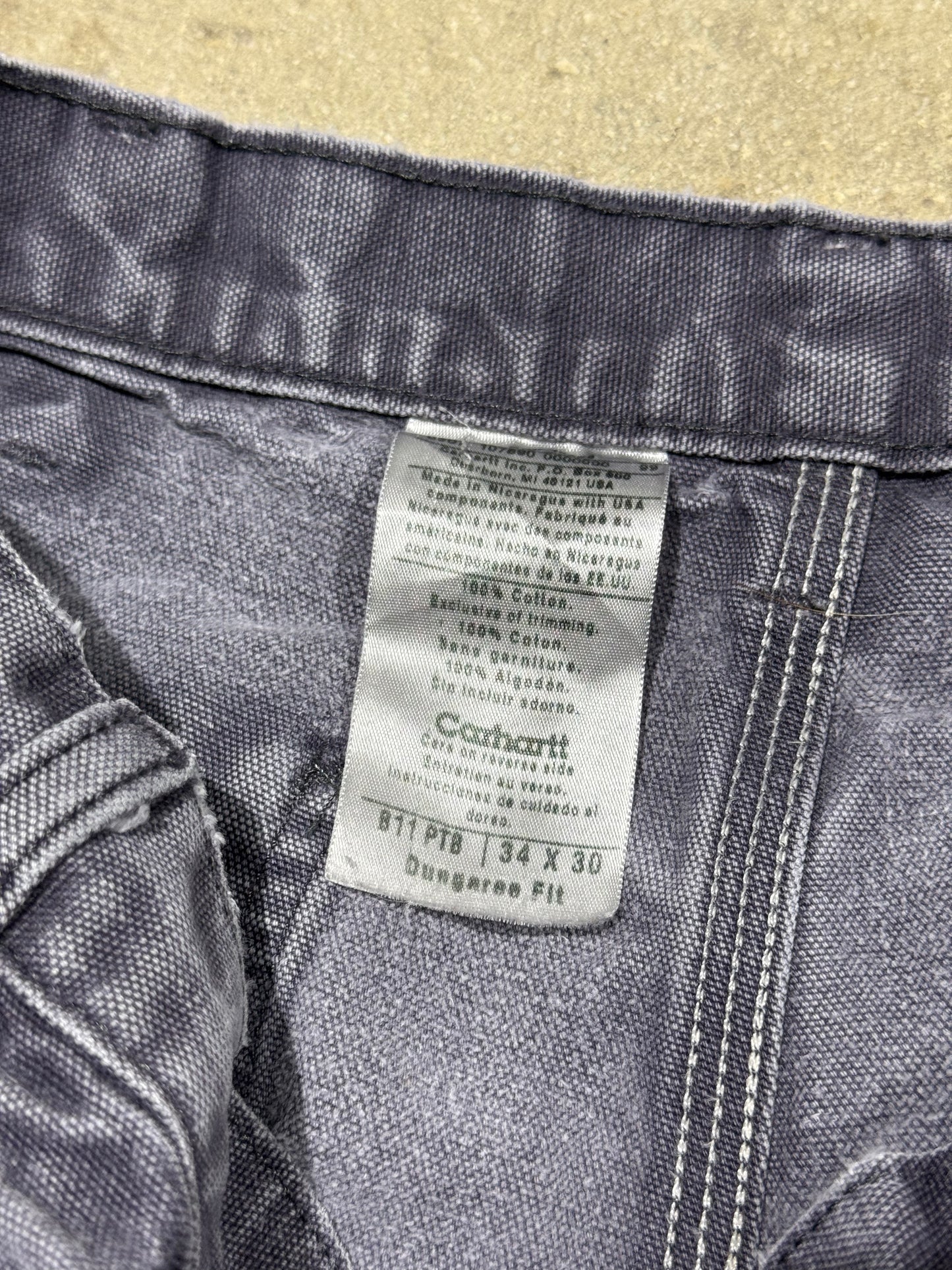 Distressed Carhartt Carpenter Pants - Faded Navy Size 34x30