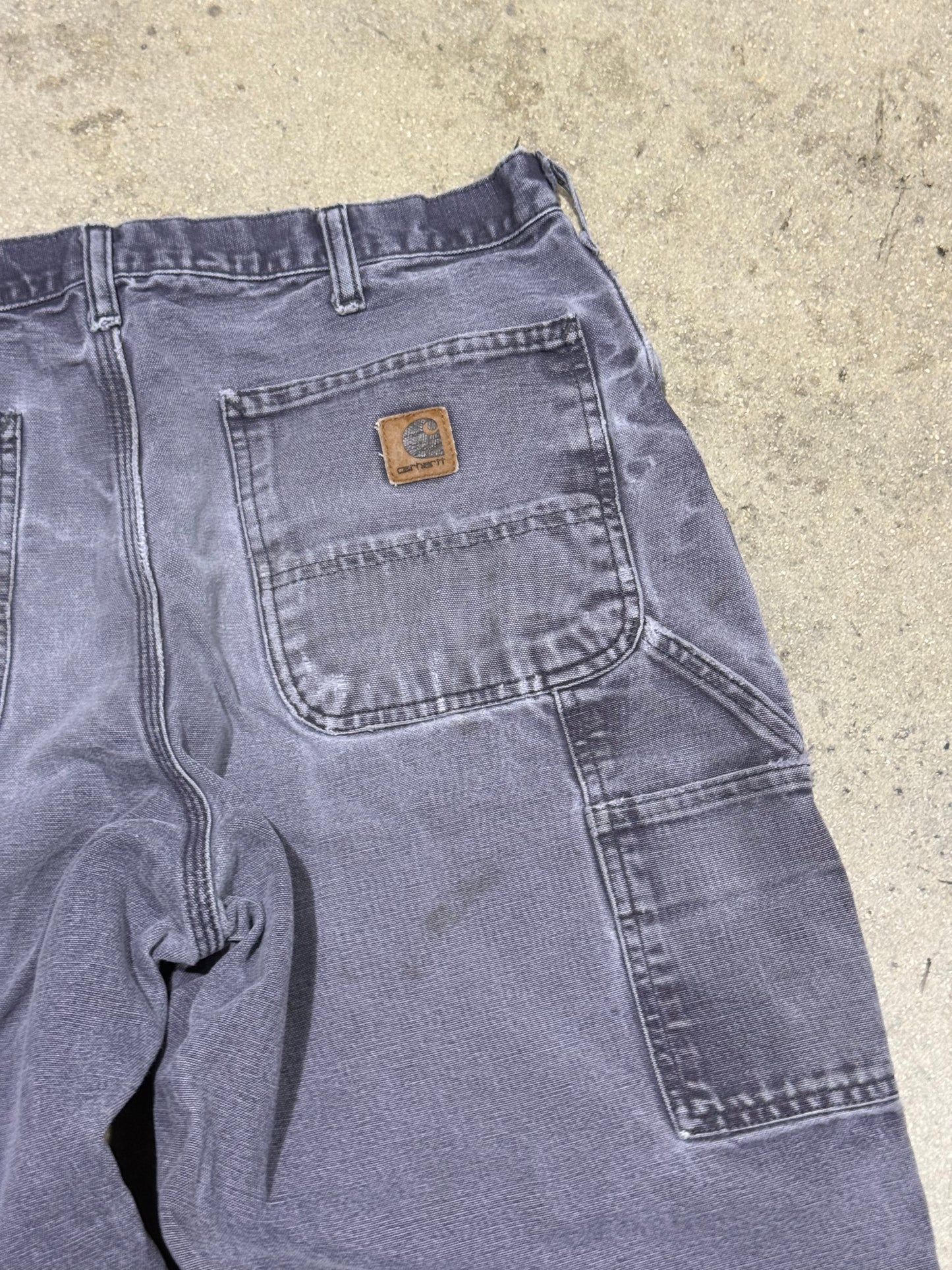 Distressed Carhartt Carpenter Pants - Faded Navy Size 34x30