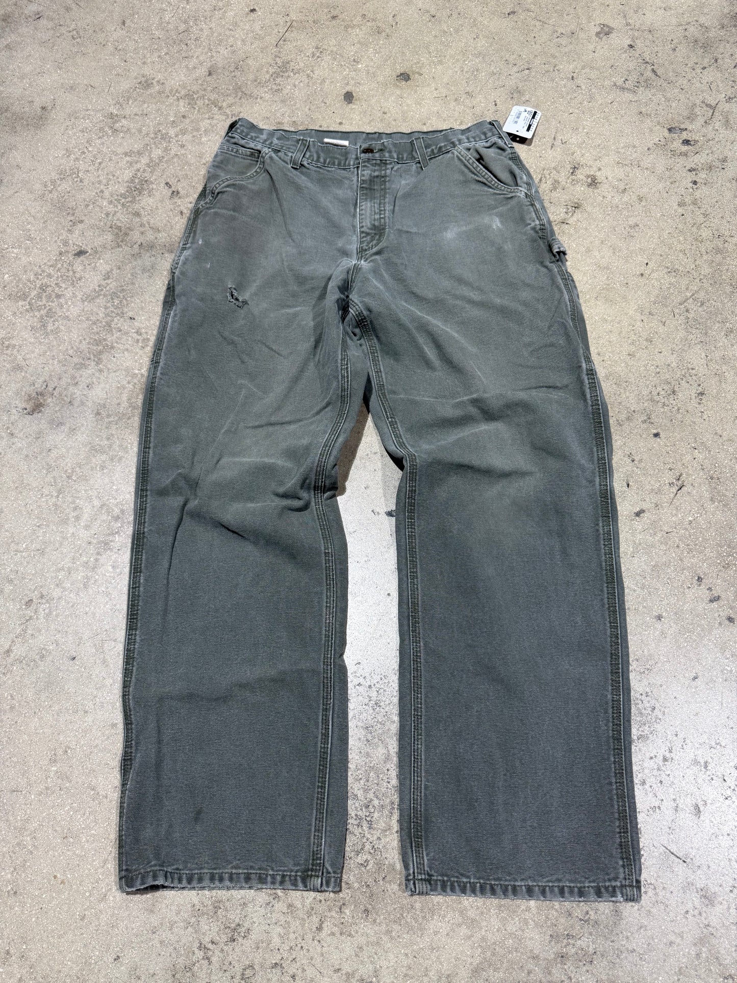 Distressed Carhartt Carpenter Pants - Olive Size 34x34