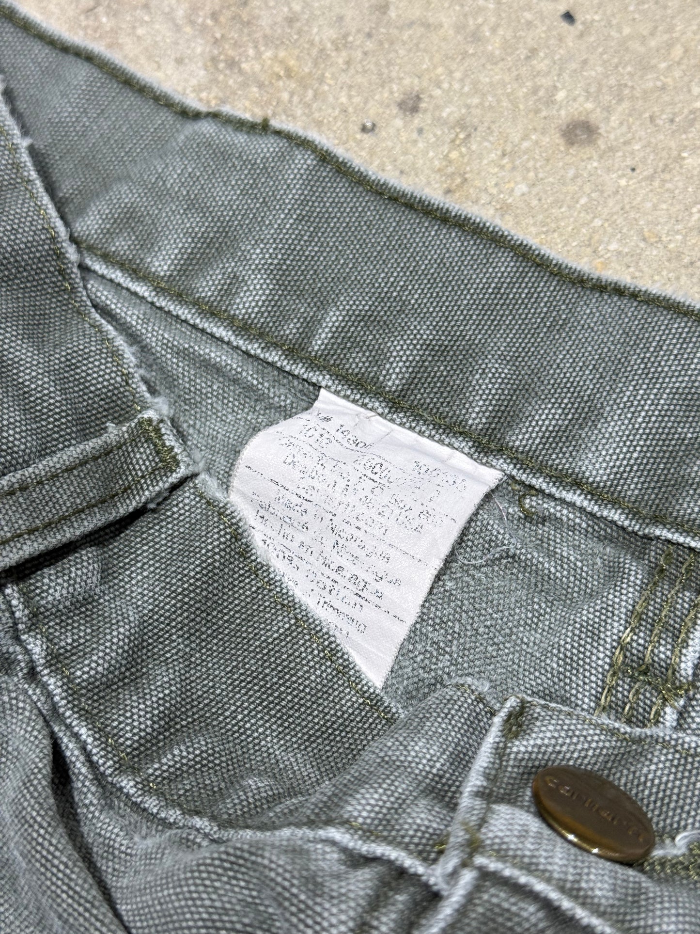 Distressed Carhartt Carpenter Pants - Olive Size 34x34