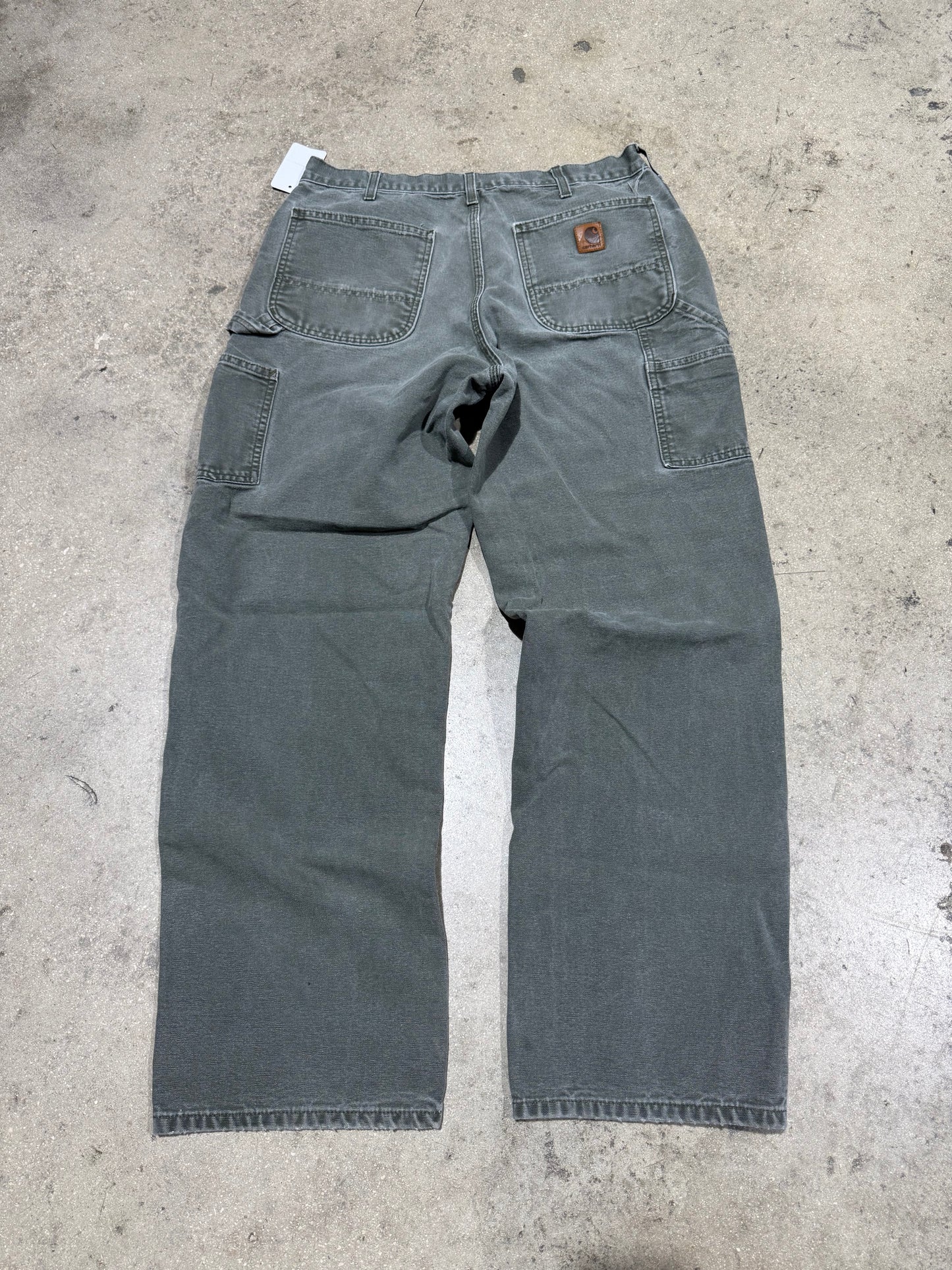 Distressed Carhartt Carpenter Pants - Olive Size 34x34
