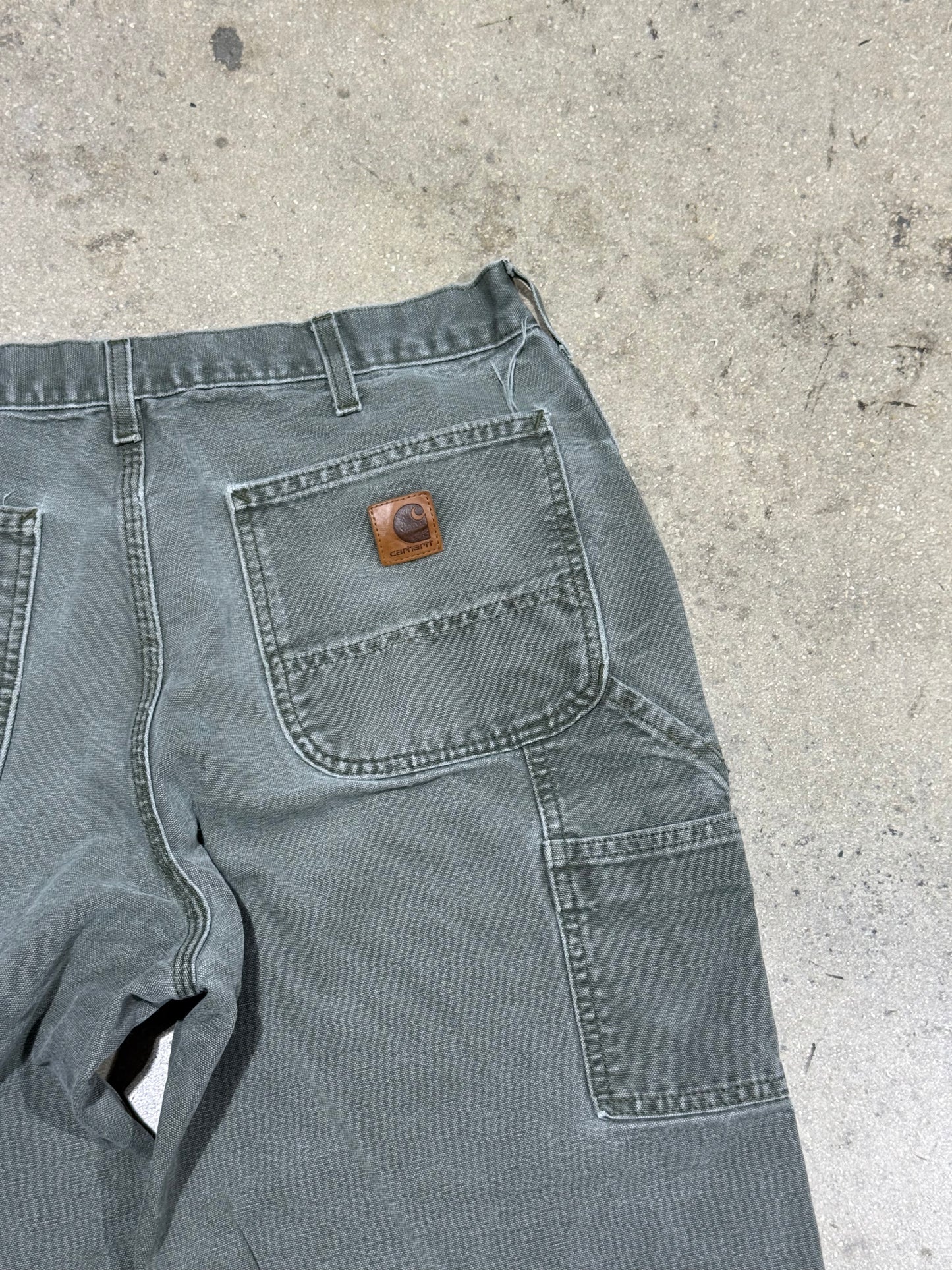 Distressed Carhartt Carpenter Pants - Olive Size 34x34