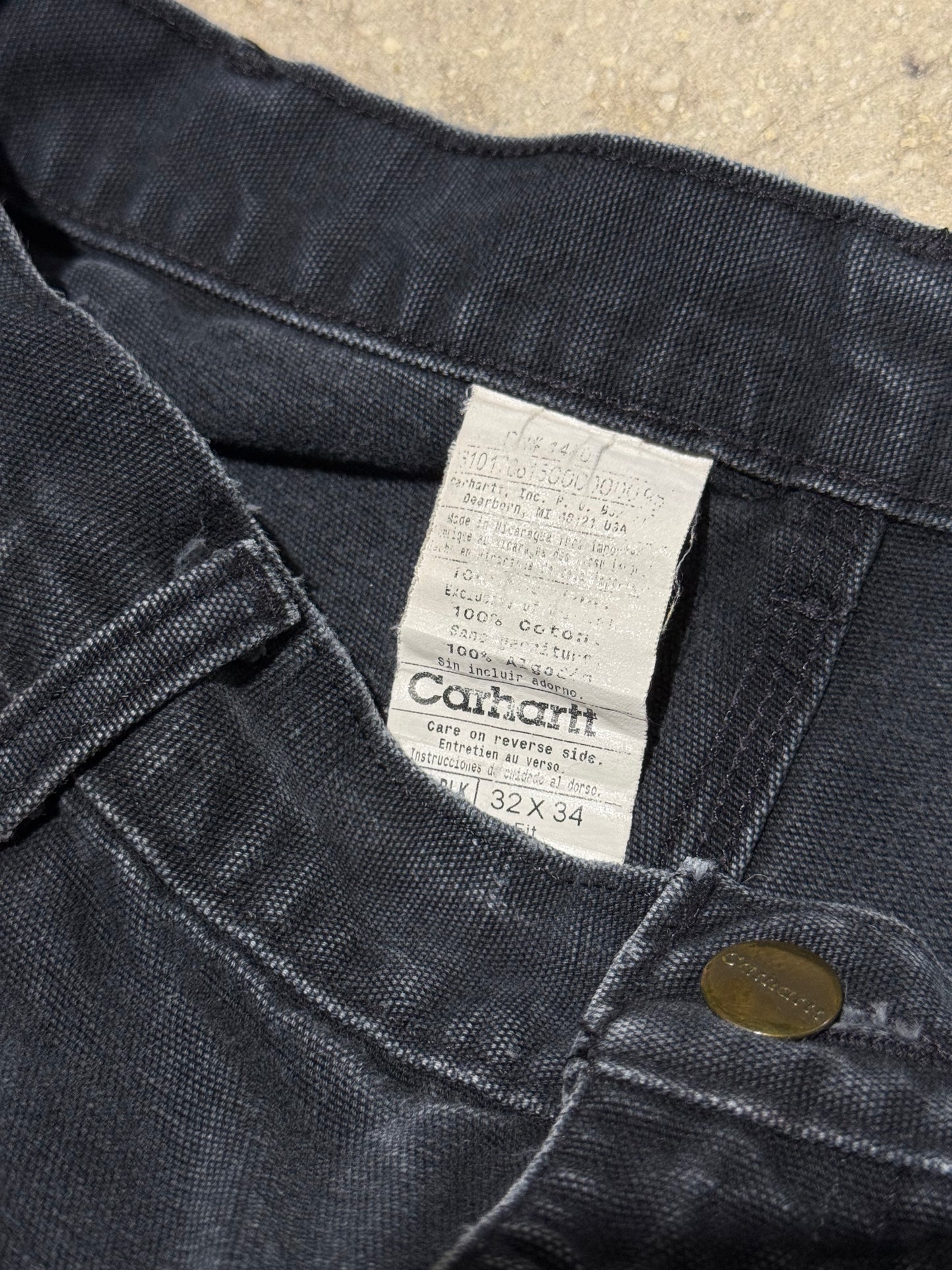 Distressed Carhartt Carpenter Pants - Black Size 32x34