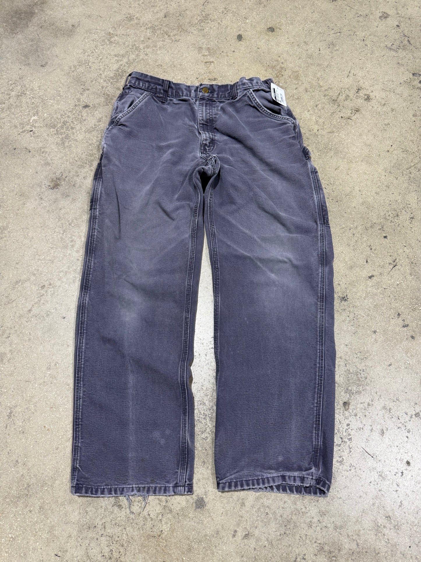 Distressed Carhartt Carpenter Pants - Faded Navy Size 34x32