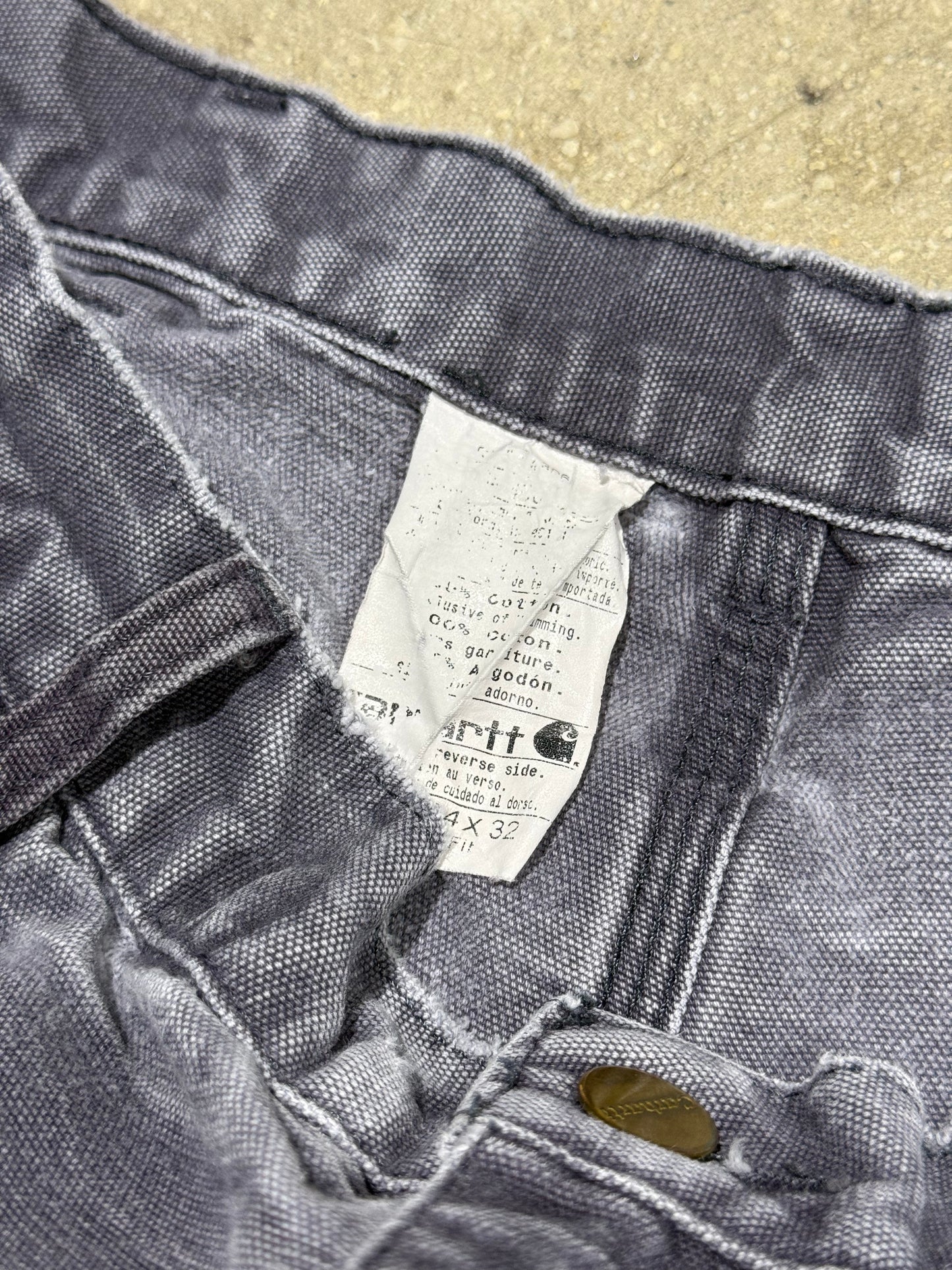 Distressed Carhartt Carpenter Pants - Faded Navy Size 34x32