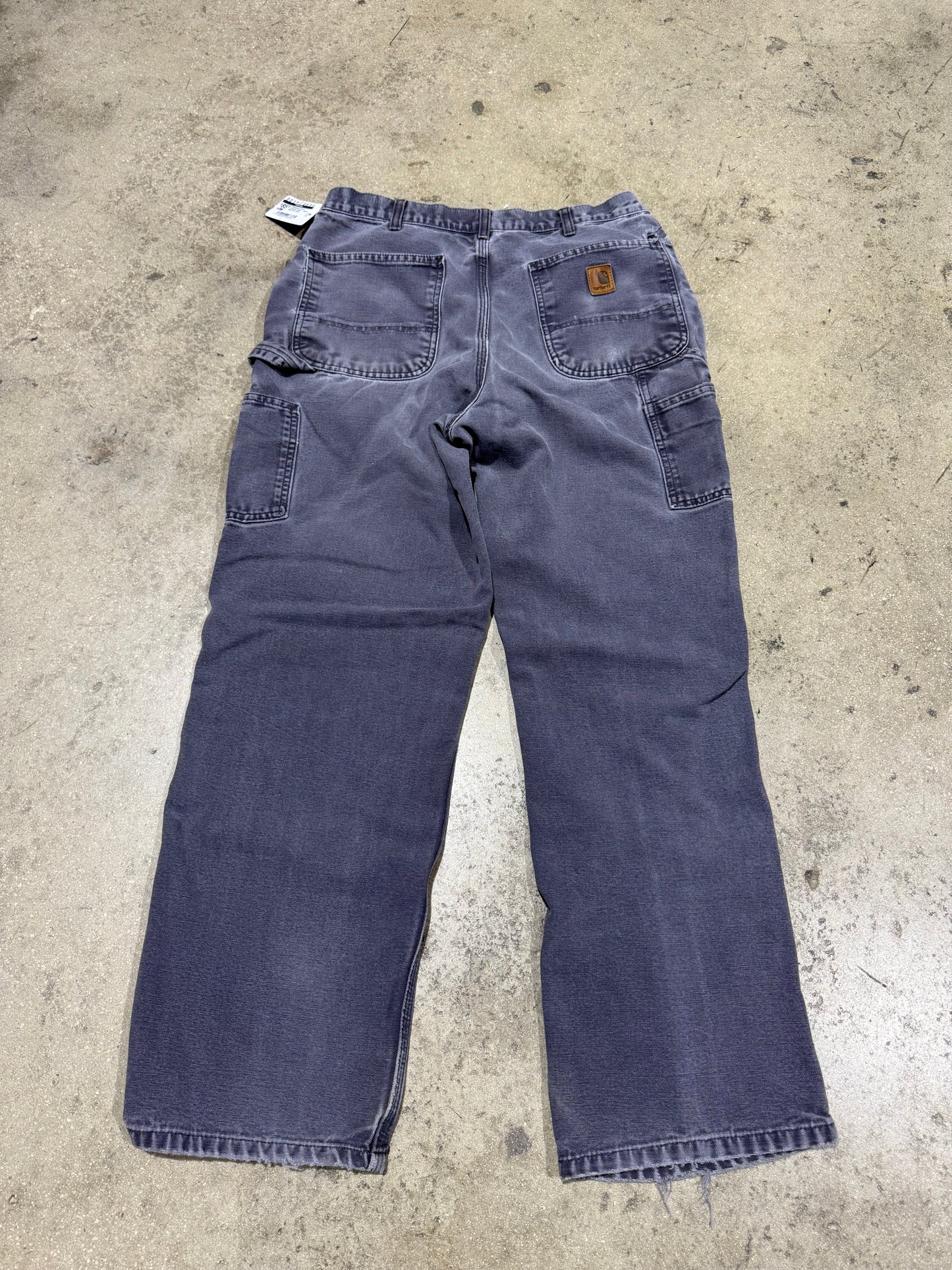 Distressed Carhartt Carpenter Pants - Faded Navy Size 34x32