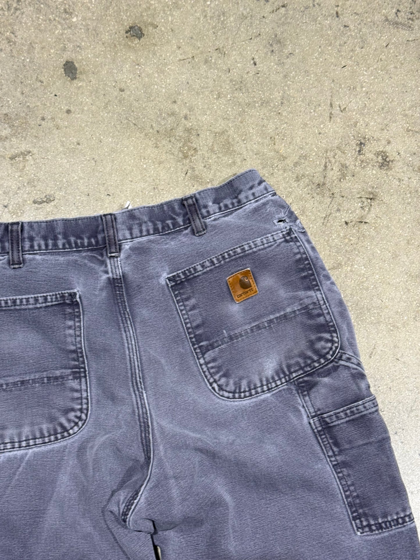 Distressed Carhartt Carpenter Pants - Faded Navy Size 34x32