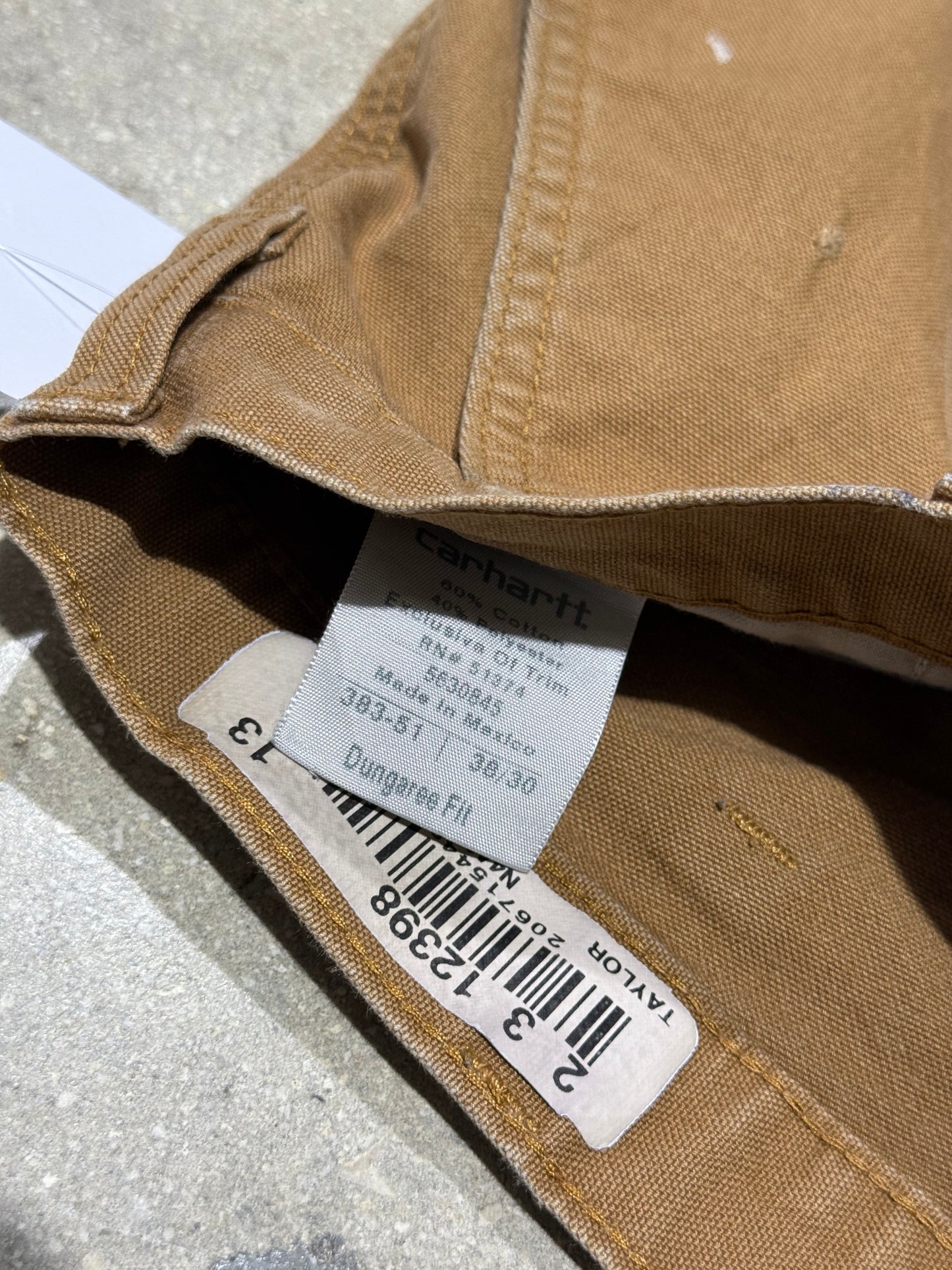Distressed/Paint Splatter Carhartt Carpenter Pants - Dark Khaki Size 38x30