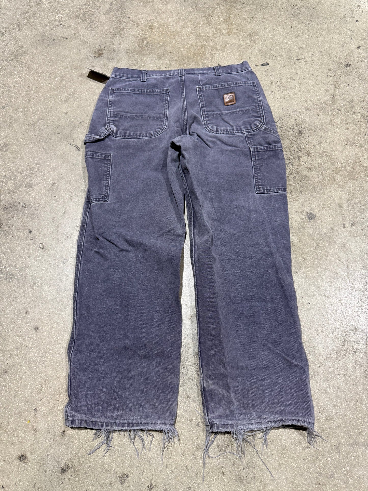 Distressed Carhartt Carpenter Pants - Faded Navy Size 32x30