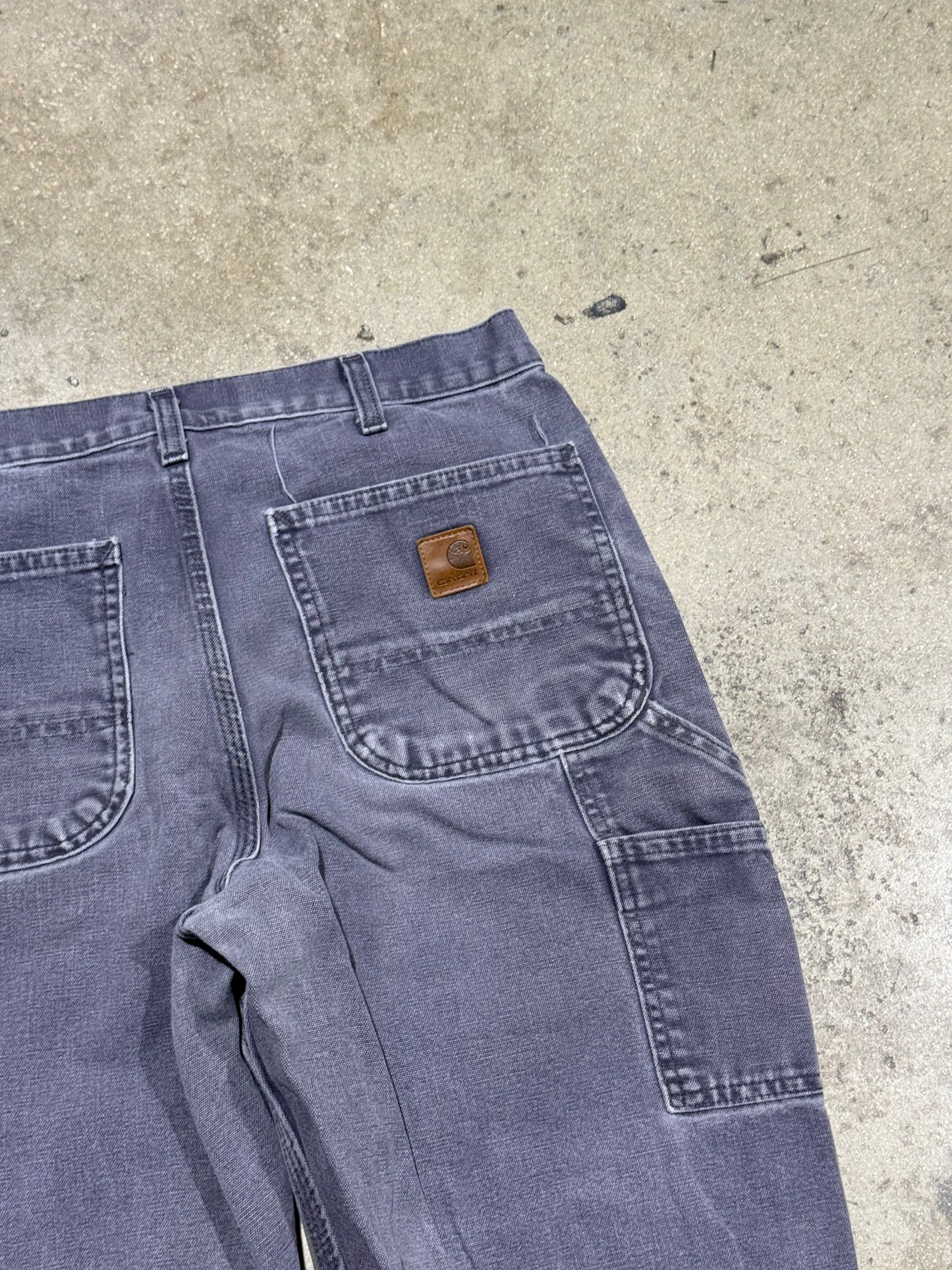 Distressed Carhartt Carpenter Pants - Faded Navy Size 32x30