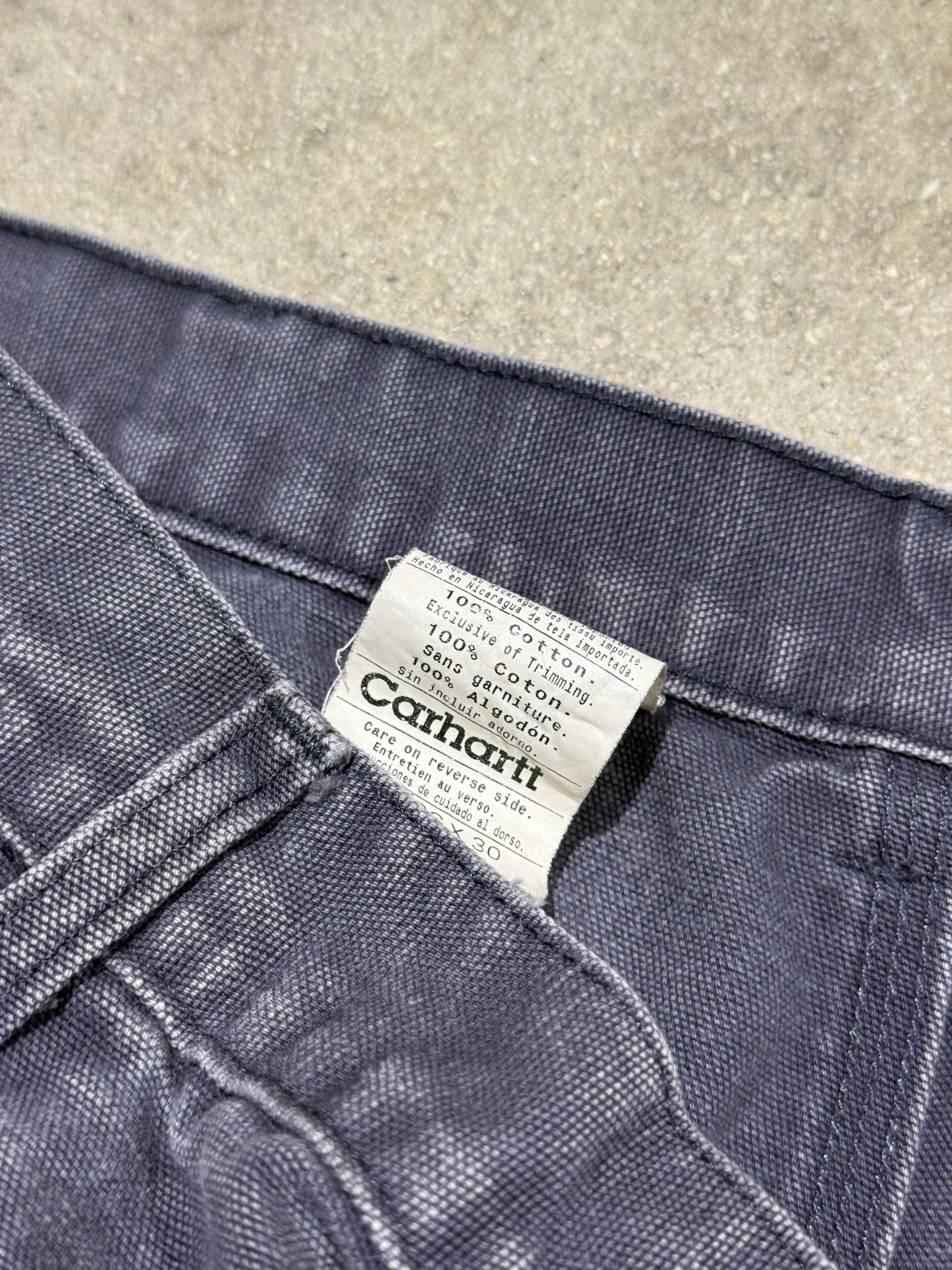 Distressed Carhartt Carpenter Pants - Faded Navy Size 36x30