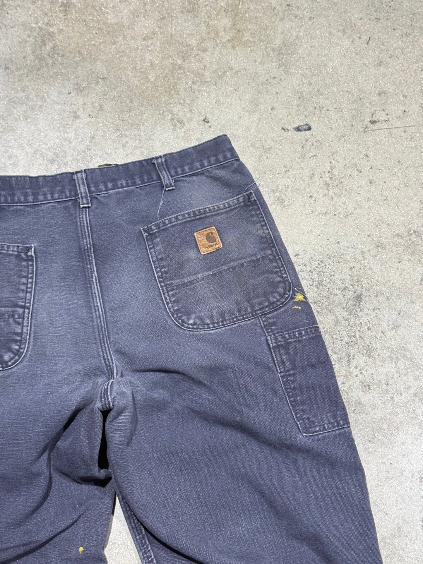 Distressed Carhartt Carpenter Pants - Faded Navy Size 36x30