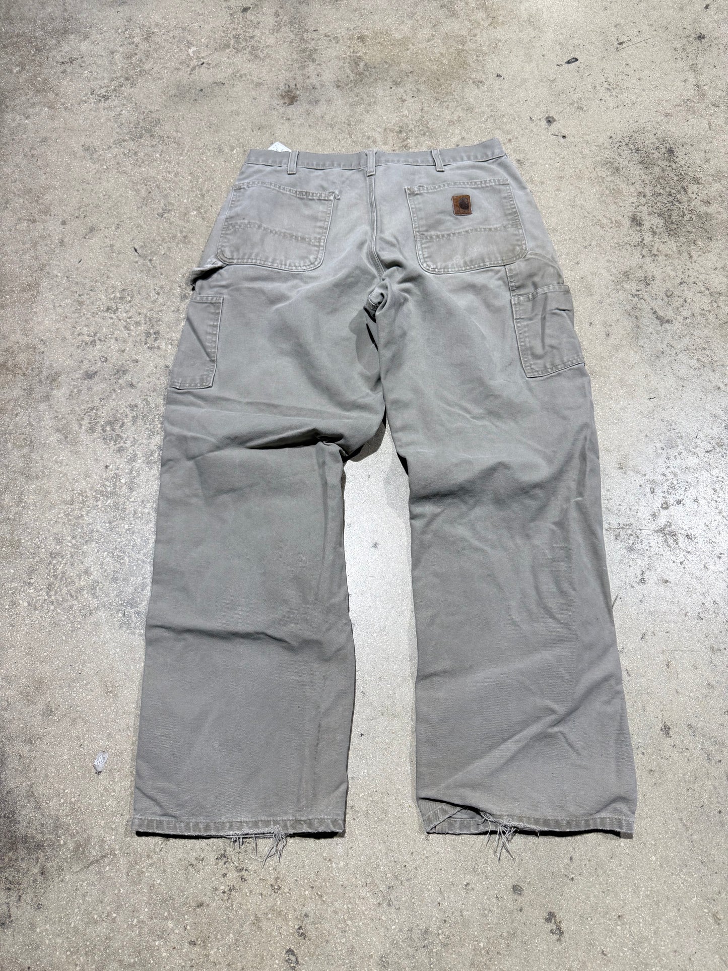 Distressed Carhartt Carpenter Pants - Light Khaki Size 34x32