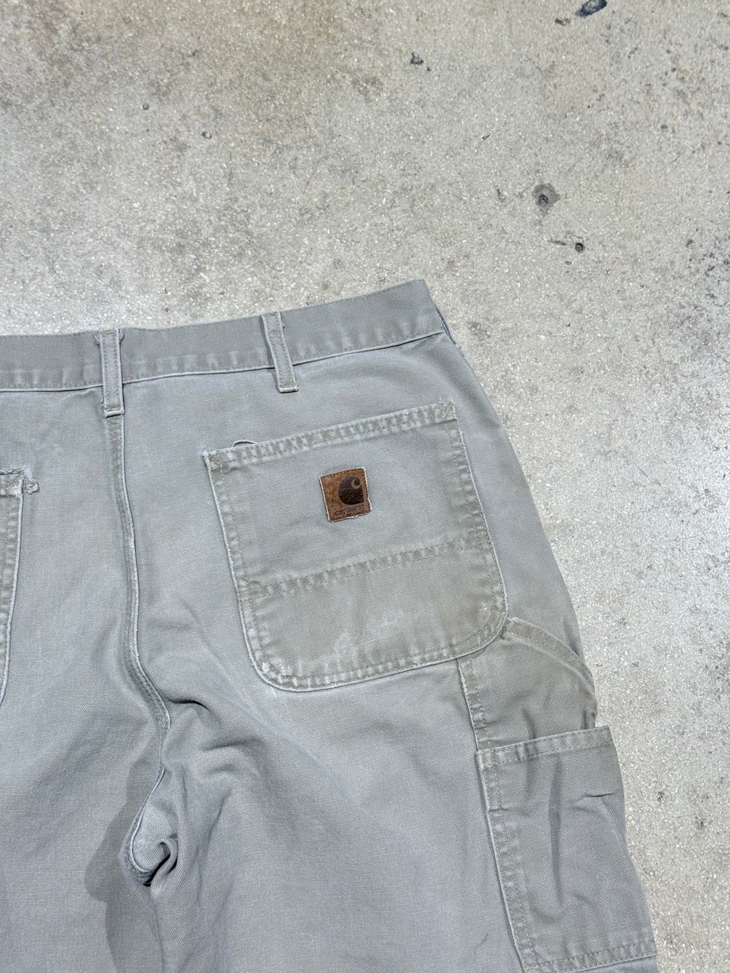 Distressed Carhartt Carpenter Pants - Light Khaki Size 34x32