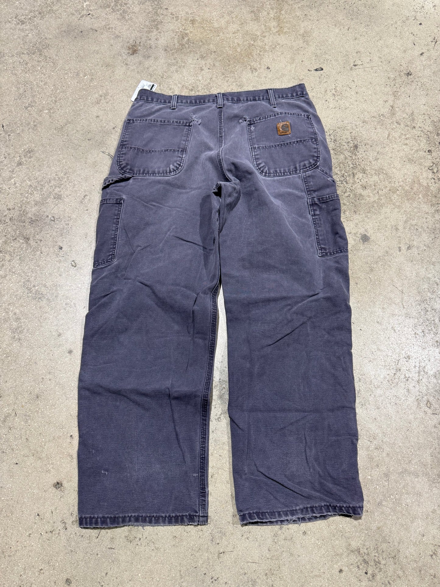 Distressed Carhartt Carpenter Pants - Faded Navy Size 36x30