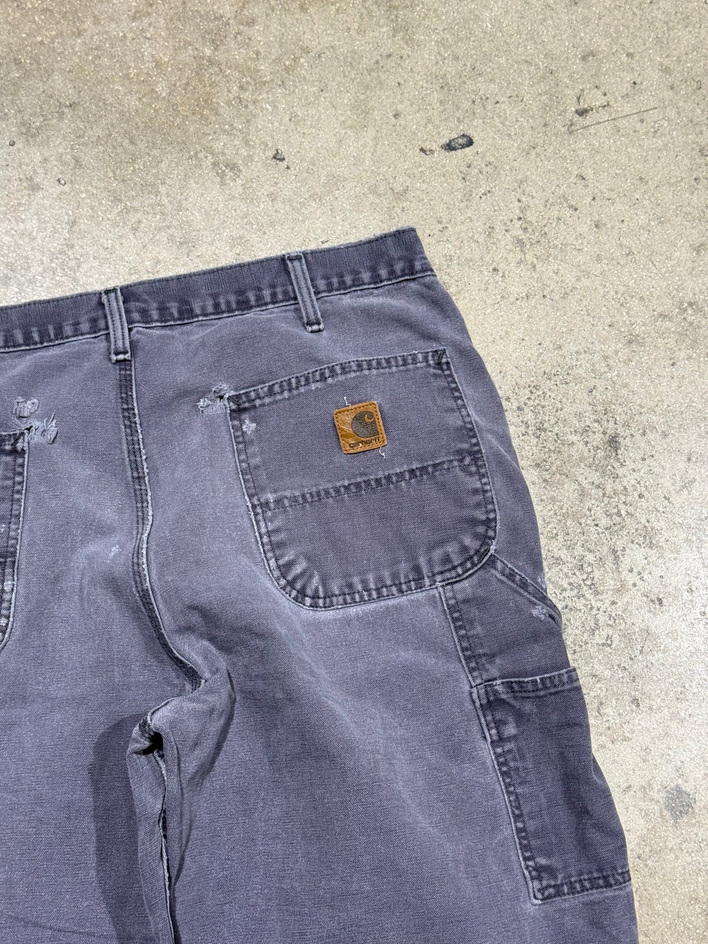 Distressed Carhartt Carpenter Pants - Faded Navy Size 36x30