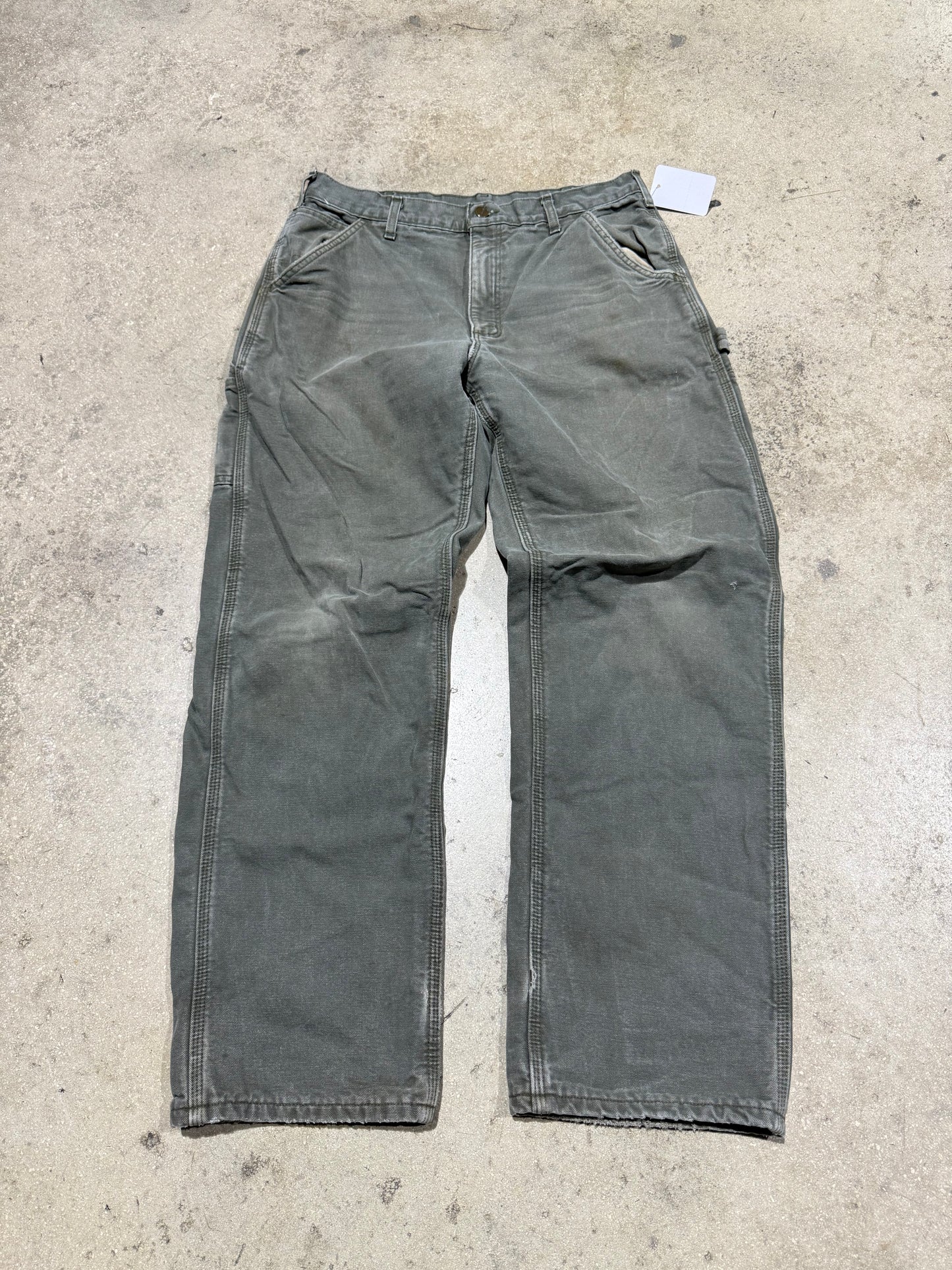 Carhartt Plaid Liner Carpenter Pants - Olive Size 34x32