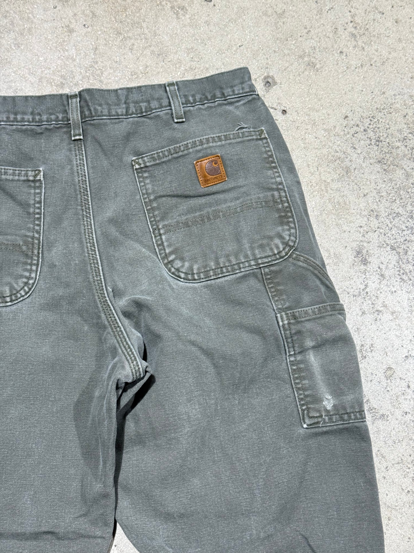 Carhartt Plaid Liner Carpenter Pants - Olive Size 34x32
