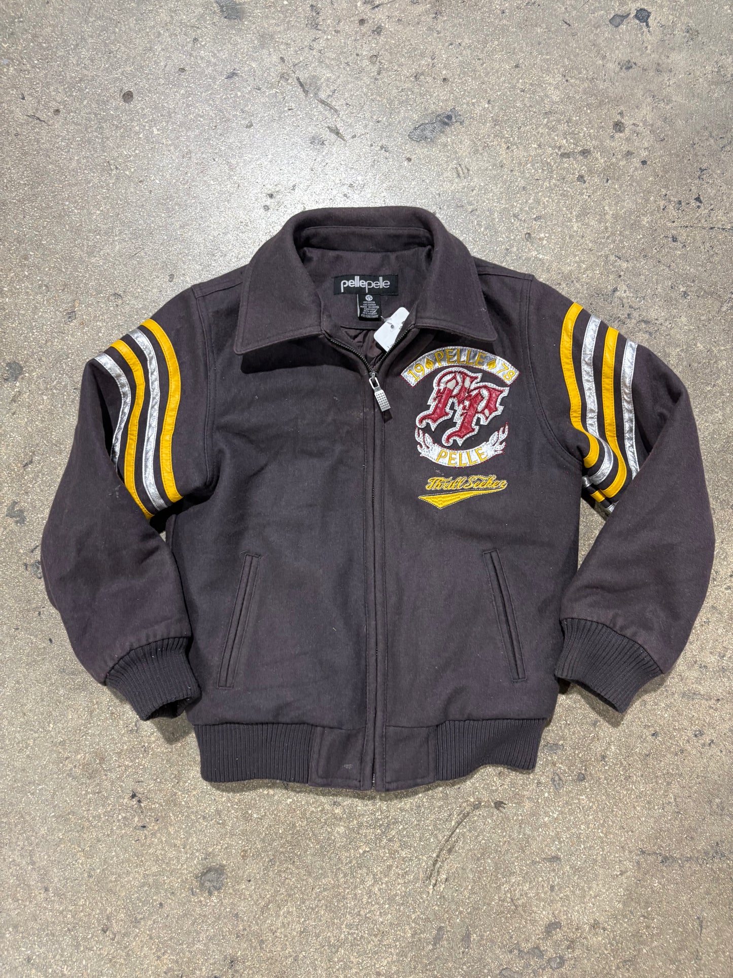 Womens Pelle Pelle Thrill Seeker Jacket - Brown /Yellow Size Small