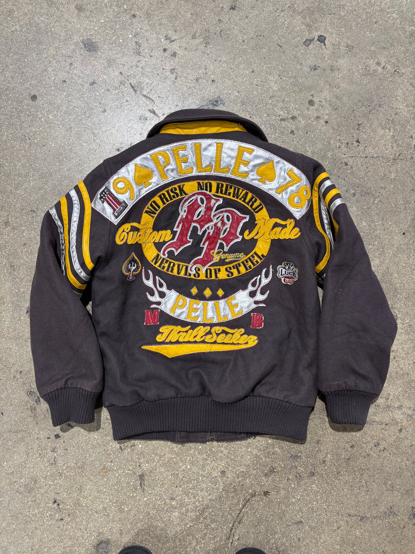 Womens Pelle Pelle Thrill Seeker Jacket - Brown /Yellow Size Small